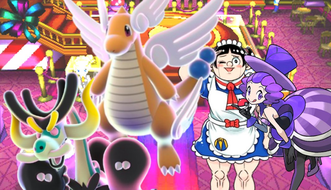 Ama_Shinu's tweet photo. There is a "tournament story arc" inspired by the Battle Maison.
It is run by a new character, named Jacinthe, who uses Mega Dragonite.
Her partner is a super buff maid who uses Mega Drampa.
Battles are probably Double Battles?!
Mega Fanarts by @CardnlH
#PLZAleaks