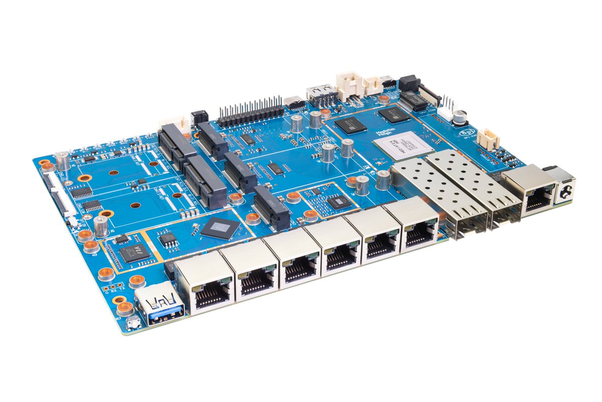 sinovoip's tweet image. Banana Pi BPI-R4 Pro with Mediatek MT7988A, 8G RAM  ,8G eMMC onbard,support Wifi7,4G,5G
docs.banana-pi.org/en/BPI-R4_Pro/…
#Router #Wifi7 #4G #5G #BananaPi #OpenWrt #Mediatek #MT7988