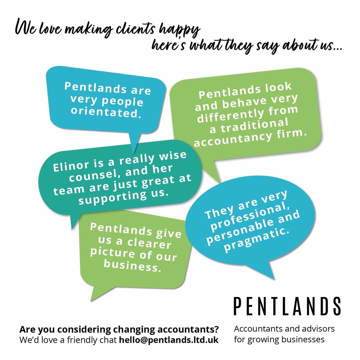 Pentlands Tax (@pentlandstax) on Twitter photo Who’s got that feel good #Friday feeling 🤩
We have 🙌 We love making our clients happy 😃 here’s what they say about us …
If you are thinking of switching #accountant, get in touch for a
📧 hello@pentlands.ltd.uk or ☎️ 01926 424455
#business #accountantsinwarwickshire Who’s got that feel good #Friday feeling 🤩
We have 🙌 We love making our clients happy 😃 here’s what they say about us …
If you are thinking of switching #accountant, get in touch for a
📧 hello@pentlands.ltd.uk or ☎️ 01926 424455
#business #accountantsinwarwickshire