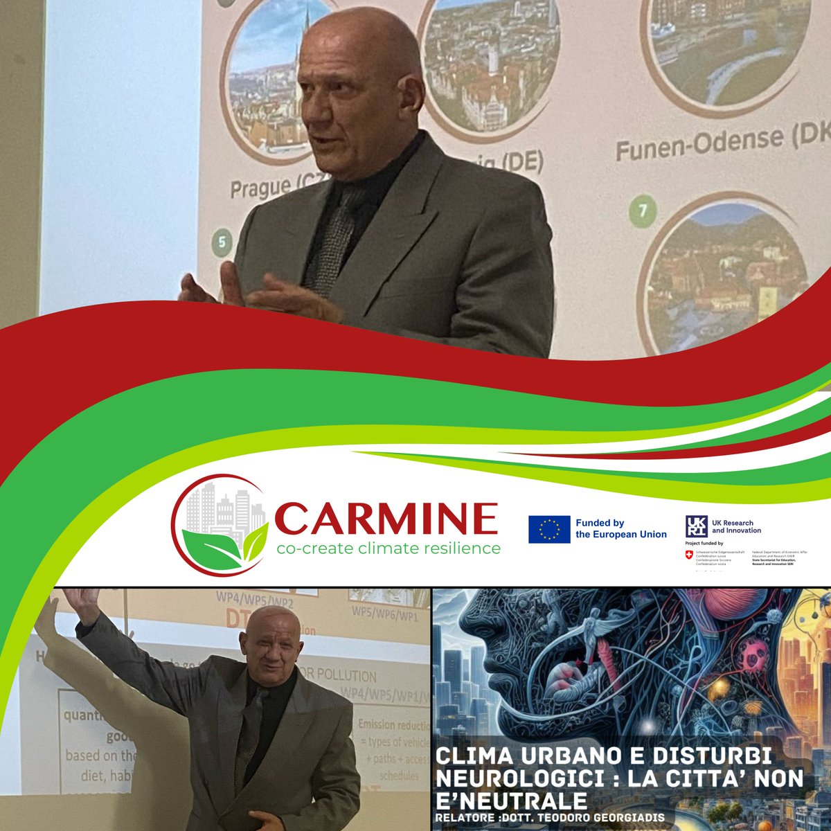 CARMINE Project (@carmine_project) on Twitter photo 🌍 On April 16, #CARMINEProject was presented at the General Assembly of Chemists & Physicists of Emilia-Romagna 🇮🇹
Teodoro Georgiadis (<a href="/CNRsocial_/">CNR Consiglio Nazionale delle Ricerche</a>) spoke on "Urban Climate & Neurological Diseases: The City is Not Neutral" 🧠🏙️
#ClimateResilience #PublicHealth #HorizonEurope 🌍 On April 16, #CARMINEProject was presented at the General Assembly of Chemists & Physicists of Emilia-Romagna 🇮🇹
Teodoro Georgiadis (<a href="/CNRsocial_/">CNR Consiglio Nazionale delle Ricerche</a>) spoke on "Urban Climate & Neurological Diseases: The City is Not Neutral" 🧠🏙️
#ClimateResilience #PublicHealth #HorizonEurope