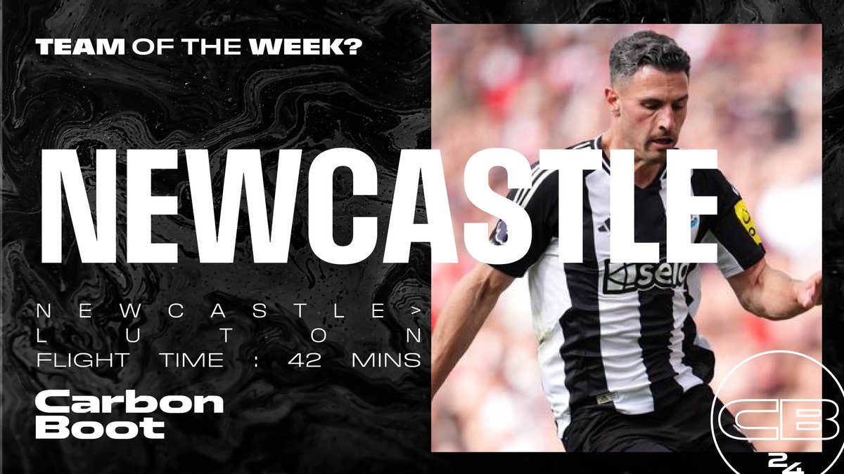 Gameweek 37’s Team of the Week is <a href="/Newcastle/">Newcastle Brown Ale</a>. It looks like they flew from Newcastle to Luton Airport and back for their game against <a href="/Arsenal/">Arsenal</a>. This journey would have taken 3hr 36 by train.

Departure: flightradar24.com/data/aircraft/…

Return: flightradar24.com/data/aircraft/…