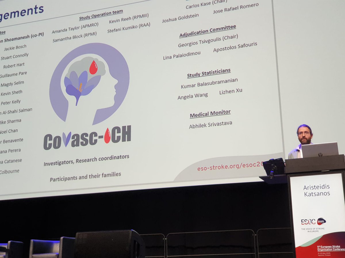 Aristeidis Katsanos (@arkatsanos) on Twitter photo A great honor to present CoVasc-ICH at the #ESOC2025, establishing the feasibility of testing colchicine in acute ICH. The efficacy and safety of colchicine will be formally tested in the upcoming CoVasc-ICH 2. <a href="/Ash_Shoamanesh/">Ashkan Shoamanesh</a> <a href="/ESOstroke/">European Stroke Org</a> <a href="/PHRIresearch/">PHRI.ca Population Health Research Institute 🇨🇦</a> <a href="/MacDeptMed/">McMaster University Department of Medicine</a> A great honor to present CoVasc-ICH at the #ESOC2025, establishing the feasibility of testing colchicine in acute ICH. The efficacy and safety of colchicine will be formally tested in the upcoming CoVasc-ICH 2. <a href="/Ash_Shoamanesh/">Ashkan Shoamanesh</a> <a href="/ESOstroke/">European Stroke Org</a> <a href="/PHRIresearch/">PHRI.ca Population Health Research Institute 🇨🇦</a> <a href="/MacDeptMed/">McMaster University Department of Medicine</a>