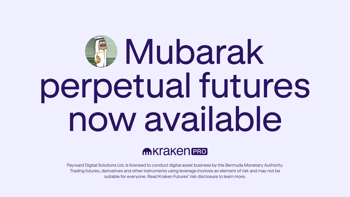 $MUBARAK <a href="/mubarak_cto/">mubarak 🌜</a> perpetual futures now live with up to 20x leverage 🔥

Why choose Kraken Pro futures:

☑️ 40+ collateral options
☑️ 360+ markets

Open MUBARAK perp 👇 
p.k.xyz/9f1e/MUBARAKPe…

*Geo restrictions apply