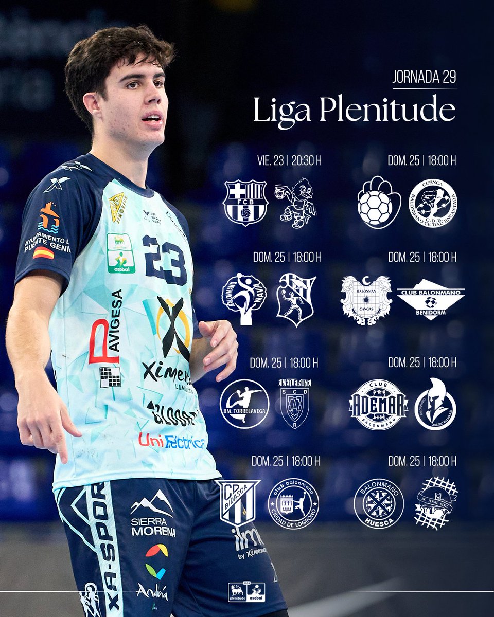 Liga Plenitude (@asobal) on Twitter photo ¡Penúltima jornada de la 𝐋𝐢𝐠𝐚 𝐏𝐥𝐞𝐧𝐢𝐭𝐮𝐝𝐞 curso 24/25!🤯
🏆 El <a href="/FCBhandbol/">Barça Handbol</a> recibe hoy el trofeo que le acredita como Campeón
🫣 Domingo con 7️⃣ encuentros en horario unificado
🌟 El 𝗣𝗮𝗿𝘁𝗶𝗱𝗼 𝗱𝗲 𝗹𝗮 𝗝𝗼𝗿𝗻𝗮𝗱𝗮 es el duelo directo por la permanencia ¡Penúltima jornada de la 𝐋𝐢𝐠𝐚 𝐏𝐥𝐞𝐧𝐢𝐭𝐮𝐝𝐞 curso 24/25!🤯
🏆 El <a href="/FCBhandbol/">Barça Handbol</a> recibe hoy el trofeo que le acredita como Campeón
🫣 Domingo con 7️⃣ encuentros en horario unificado
🌟 El 𝗣𝗮𝗿𝘁𝗶𝗱𝗼 𝗱𝗲 𝗹𝗮 𝗝𝗼𝗿𝗻𝗮𝗱𝗮 es el duelo directo por la permanencia