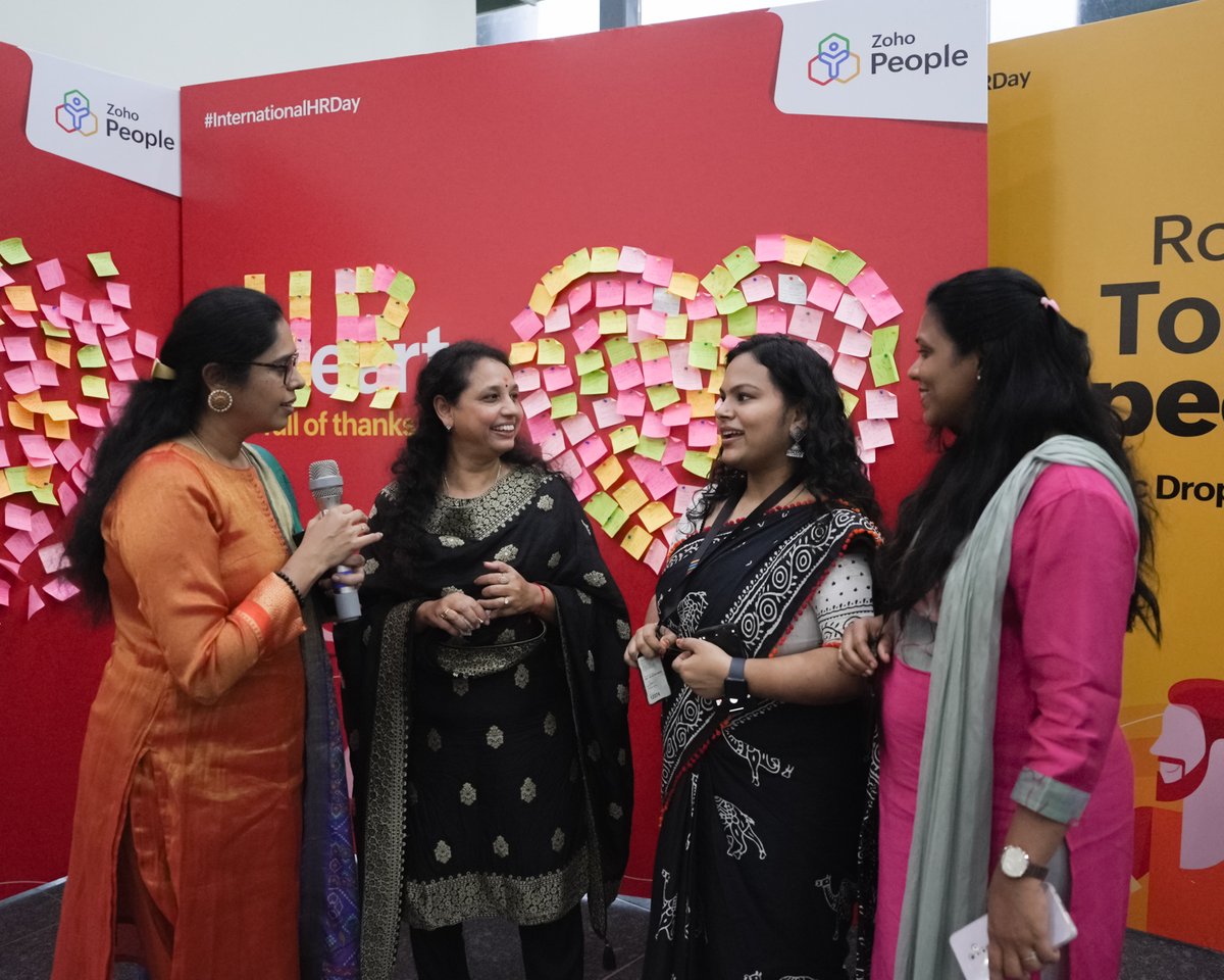 Zoho's tweet photo. This week, on #InternationalHRDay, our employees took a moment to appreciate the people who keep things running behind the scenes—our HR team. ✨

Take a look! 😇 https://t.co/V88DAQgu76