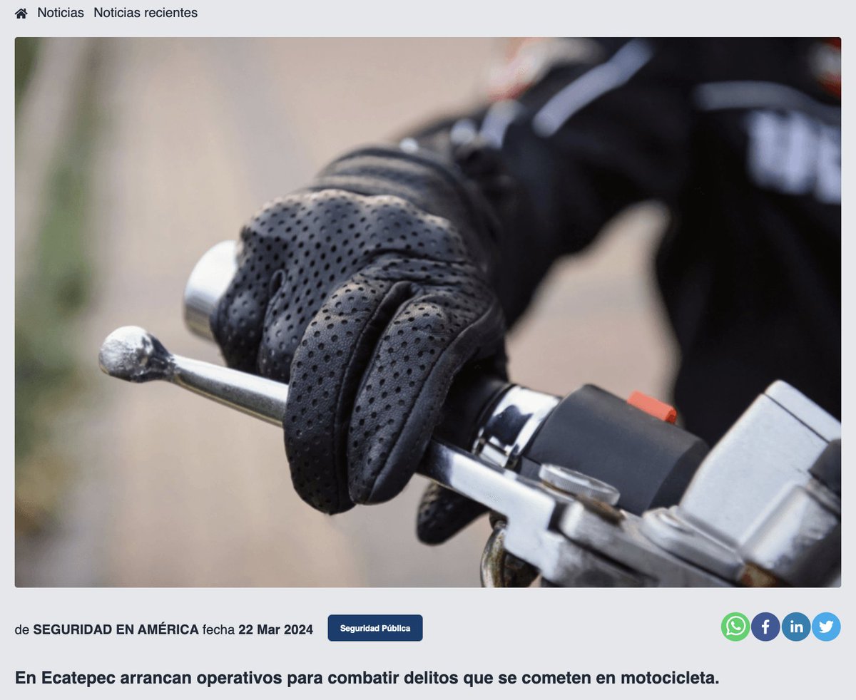 Respaldo las acciones de la Jefa de Gobierno de la CDMX, Clara Brugada, para combatir los delitos que se cometen en motocicletas. En Ecatepec aplicamos medidas estrictas para regular el uso de estos vehículos, lo cual dio como resultado disminución de los índices delictivos.