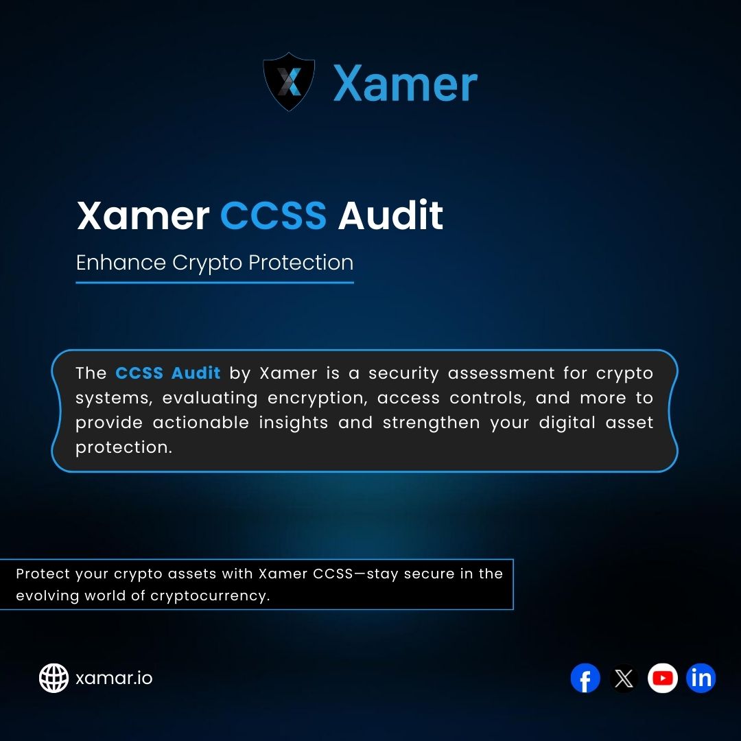 🔐 Boost your #crypto security with CCSS by Xamer! 🛡️Expert assessments in 🔒 encryption, 🔑 access control, 🌐 networks &amp; incident response—plus 📊 clear reports &amp; ✅ actionable tips. Stay protected in the world of #cryptocurrency! 🚀 #smartcontracts #ccss #security