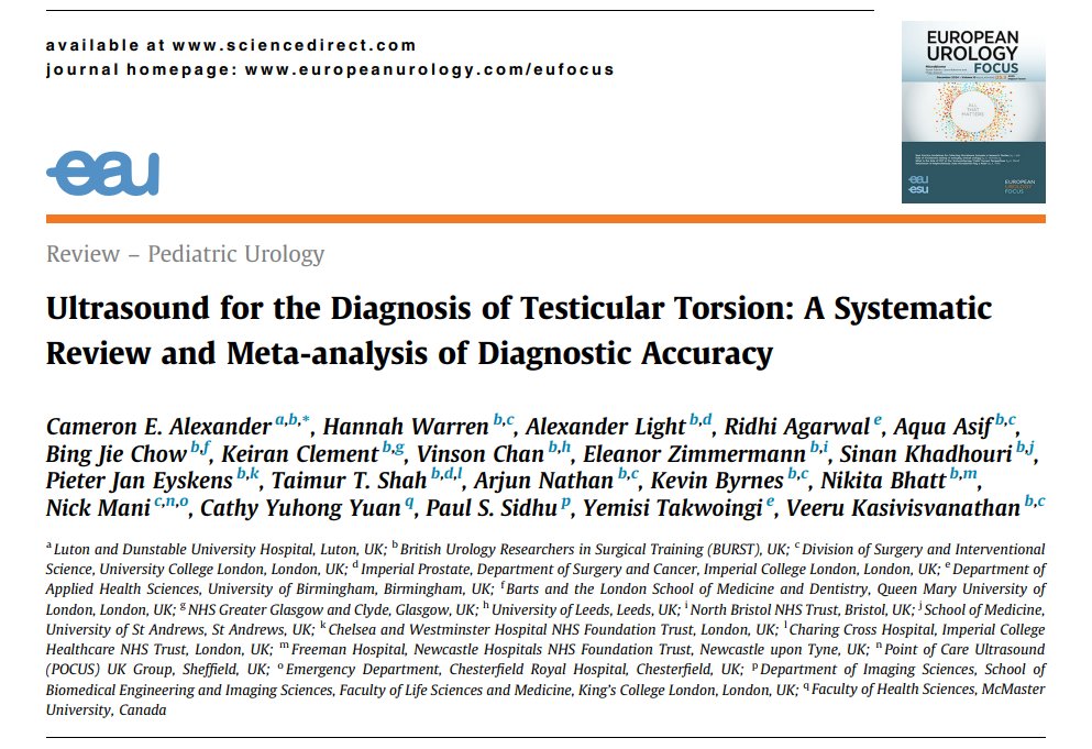 BURST Urology (@bursturology) on Twitter photo 🚨 PUBLICATION ALERT
Our 🔥 hot-off the press 🔥 systematic review + meta-analysis (63 studies, >4000 patients) 📜 in <a href="/EurUrolFocus/">Eur Urol Focus</a> <a href="/EUplatinum/">European Urology</a> with new insights into ULTRASOUND 🔎for suspected #testiculartorsion 👨🦱
Read full paper 👉
authors.elsevier.com/a/1l5Fs_siPeZS…
#UroSoMe 🚨 PUBLICATION ALERT
Our 🔥 hot-off the press 🔥 systematic review + meta-analysis (63 studies, >4000 patients) 📜 in <a href="/EurUrolFocus/">Eur Urol Focus</a> <a href="/EUplatinum/">European Urology</a> with new insights into ULTRASOUND 🔎for suspected #testiculartorsion 👨🦱
Read full paper 👉
authors.elsevier.com/a/1l5Fs_siPeZS…
#UroSoMe