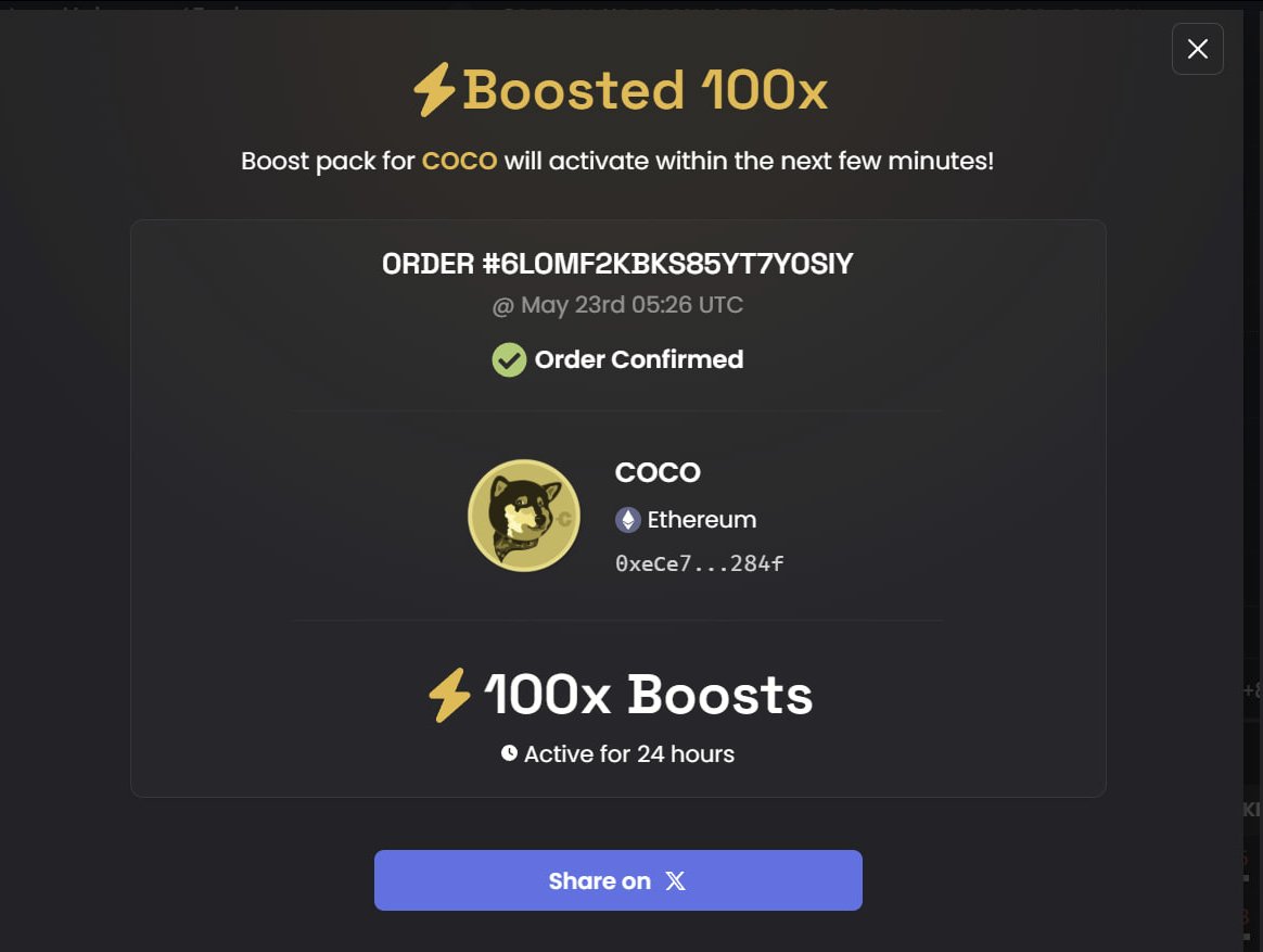 cocoerc's tweet image. $COCO boosted $ETH 100x on dexscreener! 

dexscreener.com/ethereum/0x72f…