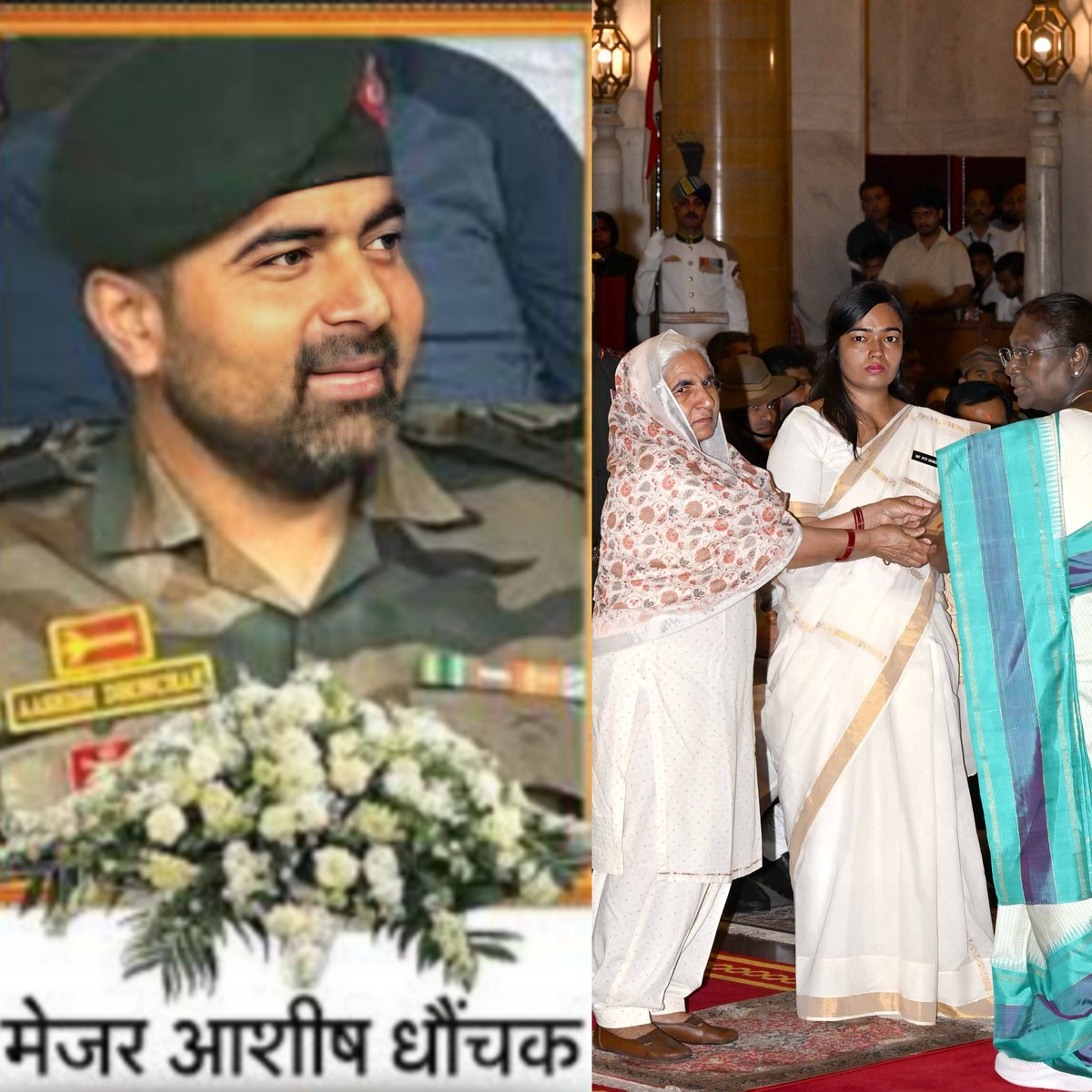 शहीद मेजर आशीष धौंचक को मरणोपरांत शौर्य चक्र

कश्मीर के अनंतनाग में आतंकियों से मुठभेड़ में शहीद हुए पानीपत के मेजर आशीष धौंचक को मरणोपरांत शौर्य चक्र मिला राष्ट्रपति दौपद्री मुर्मू ने शहीद की मां कमला देवी और पत्नी ज्योति धौंचक को यह सम्मान दिया 🙏

आशीष 13 सितंबर 2023 को शहीद