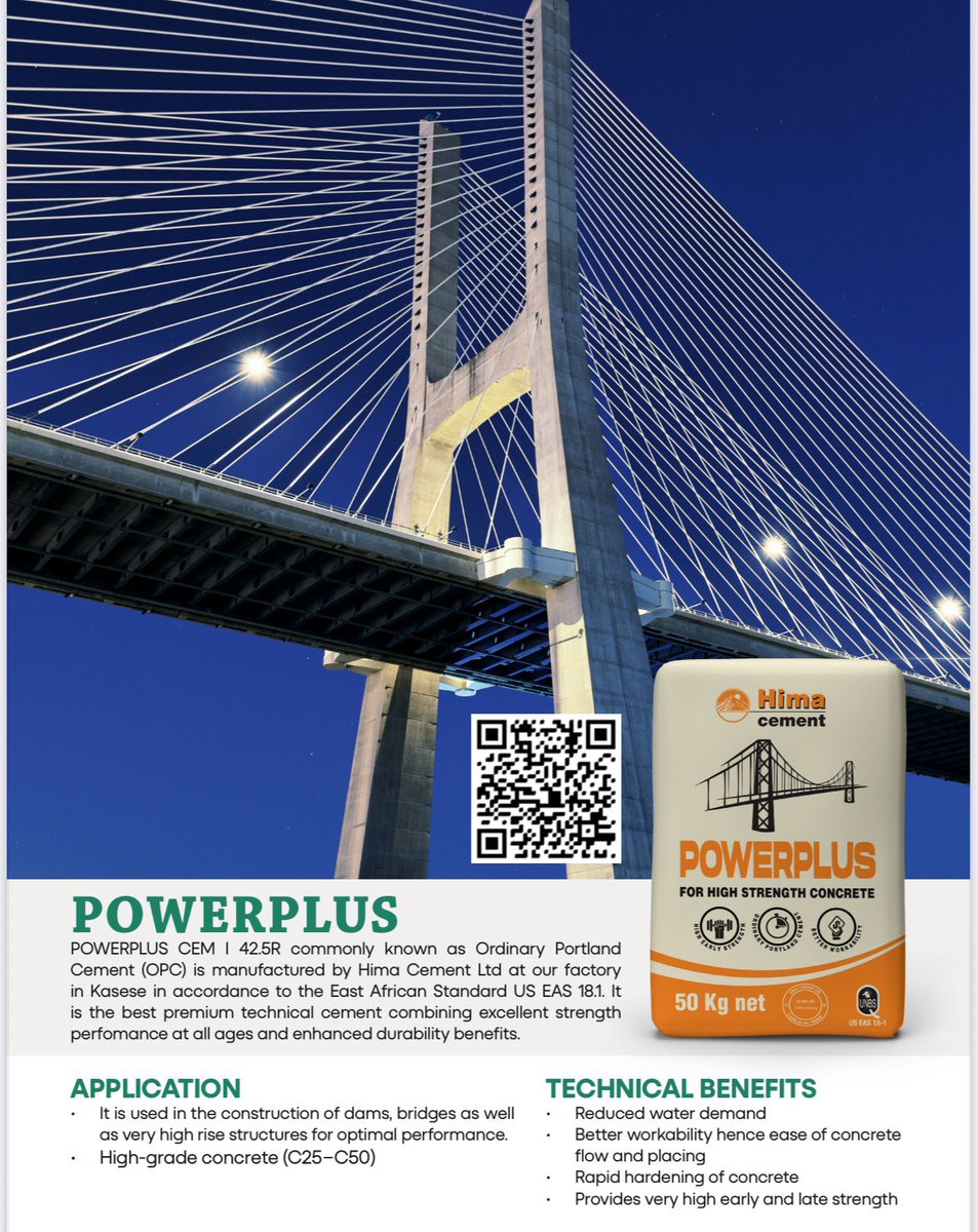 UgWonderland's tweet photo. Did you know PowerPlus 42.5R meets global standards for strength and reliability? From modern homes to major highways, top contractors like CCCC trust Hima Cement to deliver performance that lasts. #PowerPlus #HimaCement #BuiltWithCement
Watch: https://t.co/H3Ps1C2tGl https://t.co/LcVbFy2wdu