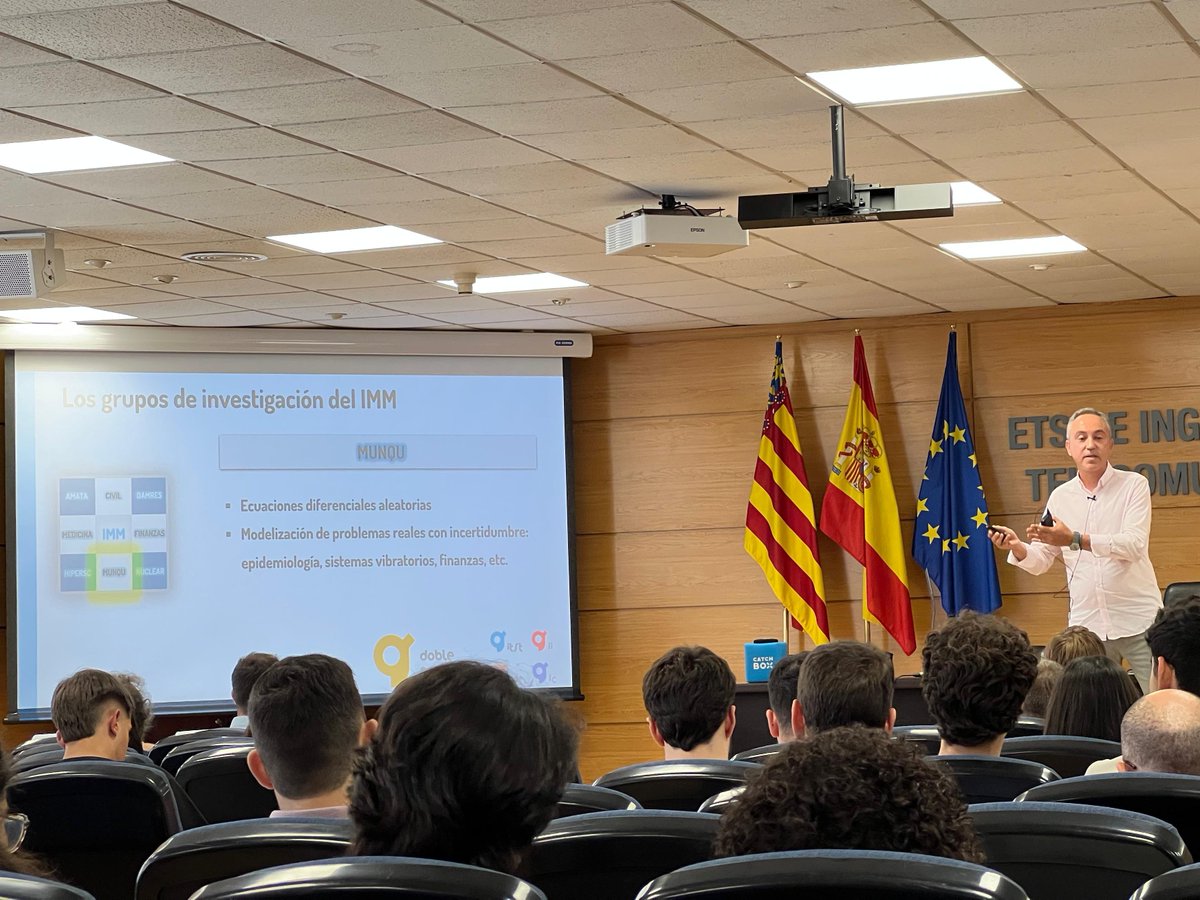imm_UPV's tweet photo. 📊🔬 ¡Éxito de participación en la 1ª jornada de Investigación Matemática en la @UPV!  @imm_UPV y @iumpa_upv mostraron el poder de las matemáticas aplicadas a reactores nucleares y ciencia de datos en el salón de actos de @TelecoUPV. 
➡️info y fotos: https://t.co/DBiZkRjACP https://t.co/DLnqAyAXjv