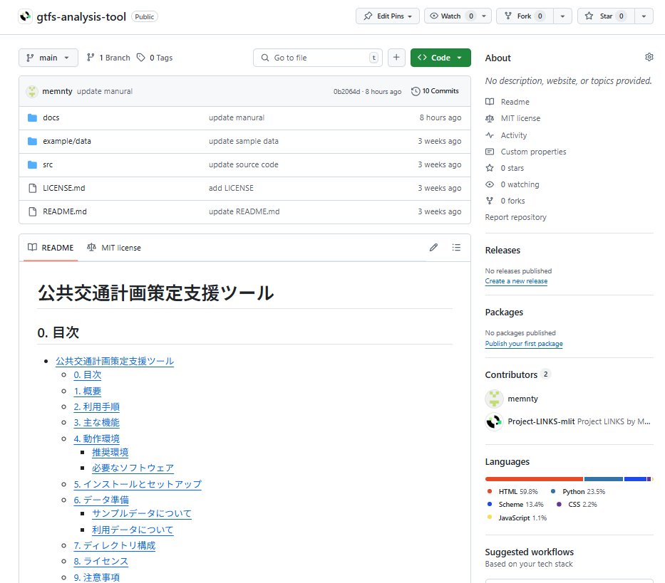 LINKS_MLIT's tweet image. [#Project_LINKS プロジェクト紹介]
「公共交通計画策定支援ツール」のOSSを公開！
GitHubから入手可能です。
「地域公共交通計画」等の策定時におけるデータ分析を、ノーコードで可能とします。
GTFSや利用実績データを画面操作でインポートし、可視化や分析が行えます。
github.com/Project-LINKS-…