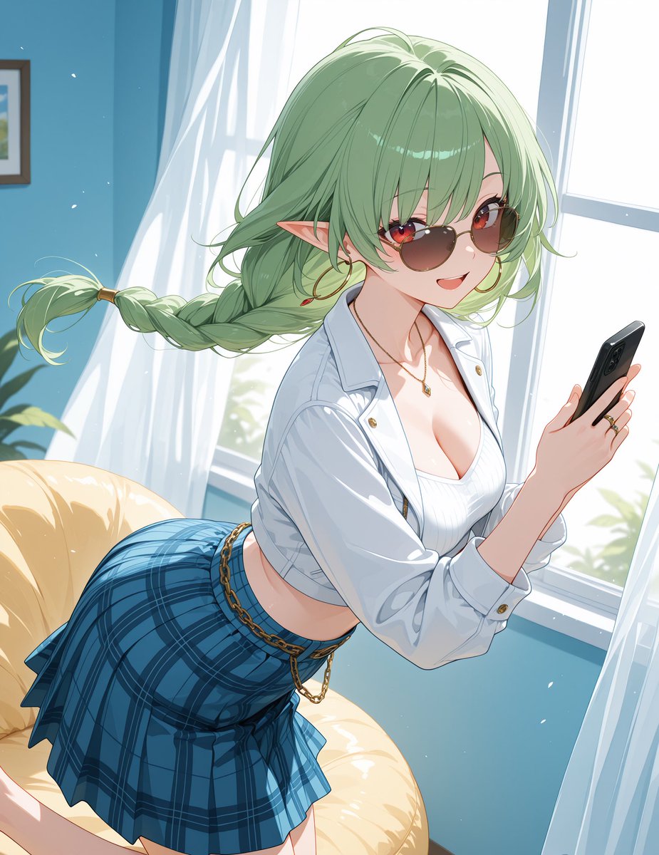 _ice_maker's tweet image. Ella Kaster:”Ohayo, today I’m free from work and happy because the weather is not as unstable as before, I’m enjoying some relaxation with this comfortable bean bag chair, it’s really fun but it’s hard to get up eh eh, manager-san stop looking at your phone and relax a bit too “