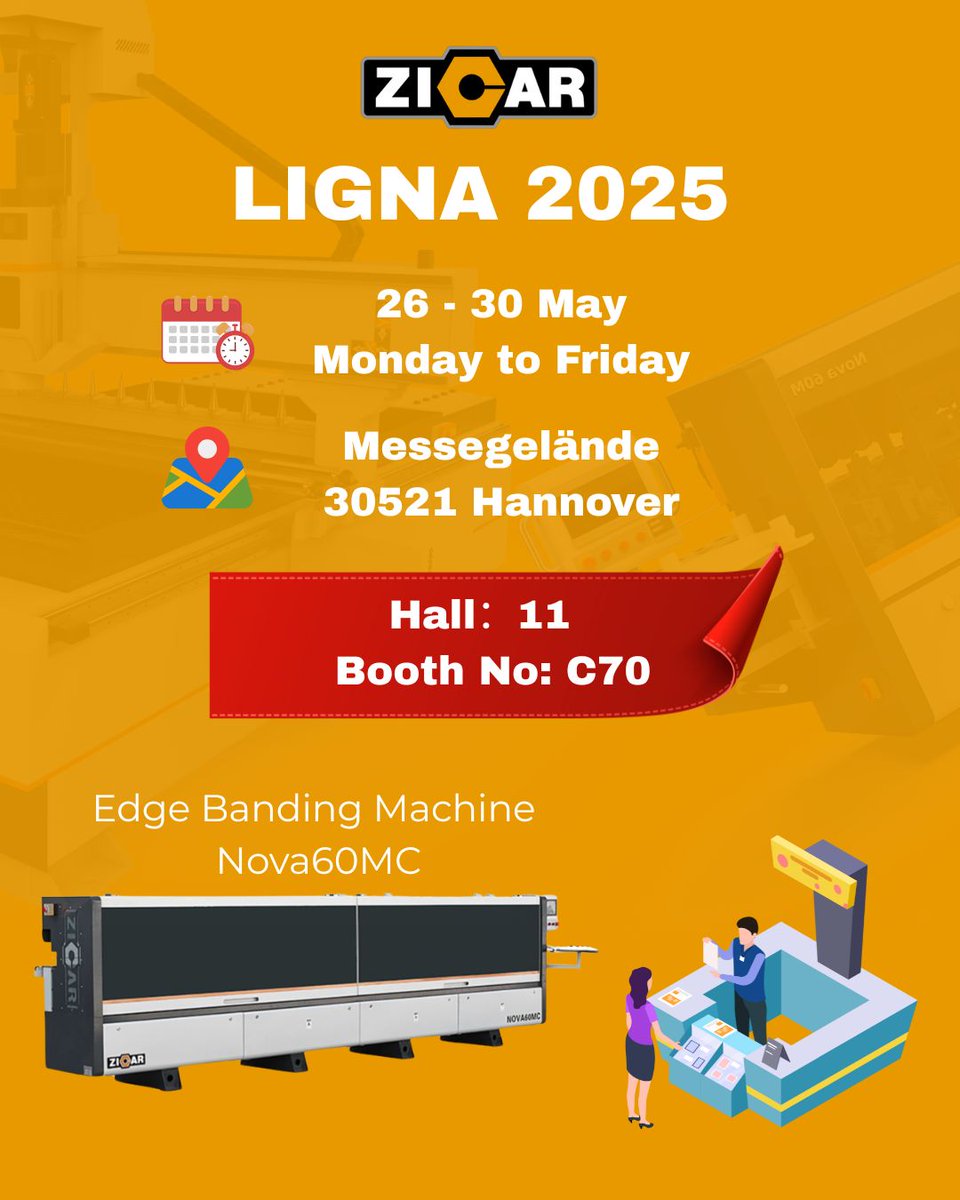 JAYAZICAR's tweet image. Mark your calendars for 26th-30th May at LIGNA and discover the amazing capabilities of our best edgebanding machine NOVA60MC! 🔝
#Ligna2025 #woodworkingcommunity #edgebandingmachine #woodworking #ZICAR