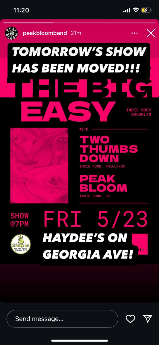 Hiya our DC show tn is now at Haydee’s !!
