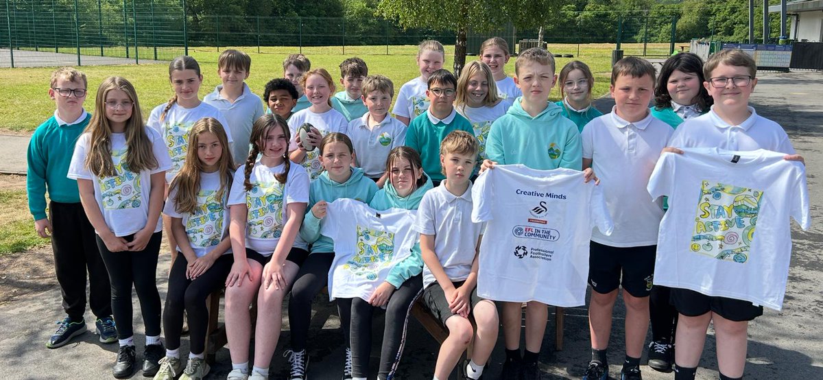 Ysgol Bro Tawe (@ysgolbrotawe) on Twitter photo Llongyfarchiadau enfawr i'r un o'r disgyblion D6!🥇 Congratulations to one of our Year 6 pupils who won the <a href="/SwansFdn/">Swansea City AFC Foundation</a> competition to design a T-shirt highlighting the importance of staying healthy mentally! 👏The design was then made into a set of T-shirts for school.🌟 Llongyfarchiadau enfawr i'r un o'r disgyblion D6!🥇 Congratulations to one of our Year 6 pupils who won the <a href="/SwansFdn/">Swansea City AFC Foundation</a> competition to design a T-shirt highlighting the importance of staying healthy mentally! 👏The design was then made into a set of T-shirts for school.🌟