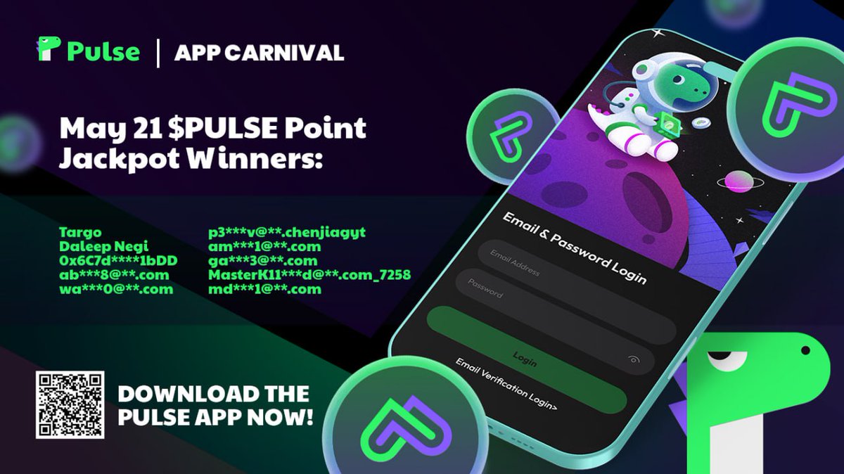 PulseSocialFi's tweet photo. π Pulse App Carnival Winners for May 19β21! π
Congrats to the lucky Pulsers below! πΈ
Keep checking in and keep winning β more prizes coming tomorrow! π
π² Download Pulse and join the check-in streak!
π https://t.co/4HNK6am5HL
#PulseSocialFi #CheckInToWin #CryptoRewards https://t.co/o24TSFmtXs
