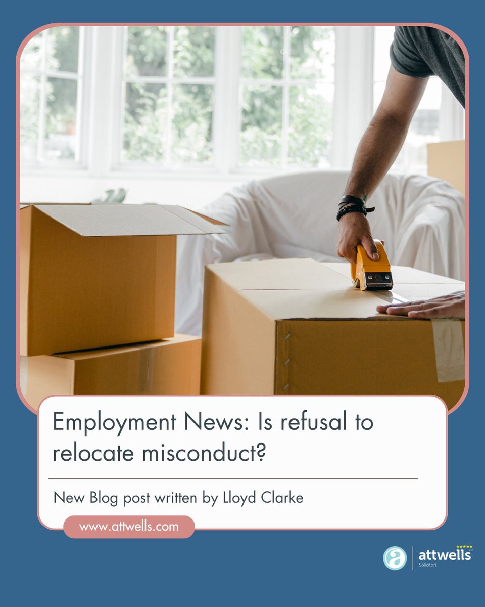 When a workplace move is on the cards, can an employee simply say “no thanks”? Lloyd Clarke unpacks the latest tribunal decision and what it means for mobility clauses inside contracts.
attwells.com/employment-new…

#Relocation #MobilityClauses #HRAdvice #EmploymentTribunal