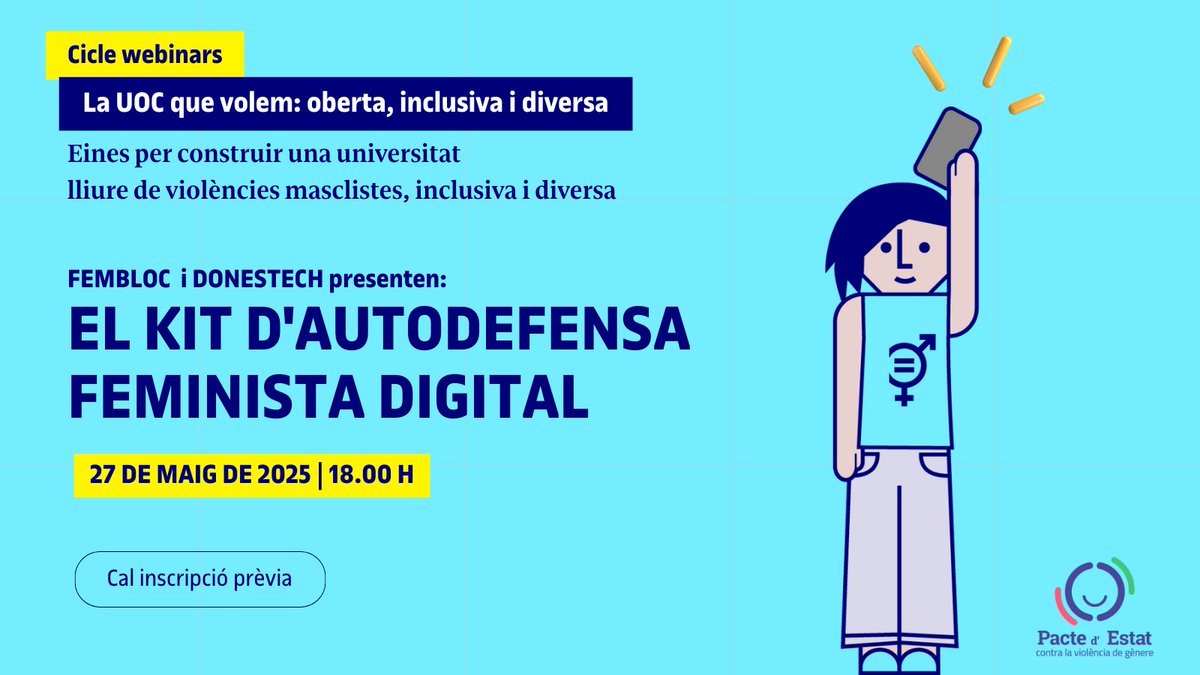 🕳️Saps com recuperar un compte robat?
💬 Coneixes la diferència entre sèxting i sexpreading?
🚫 Per què respondre ja no és suficient?
🛠️ Presentació del kit d'autodefensa digital feminista per <a href="/fembloc_/">FemBloc</a> 🟣

📆27 de maig 
🕧18:00
🔗tinyurl.com/ymbt88y