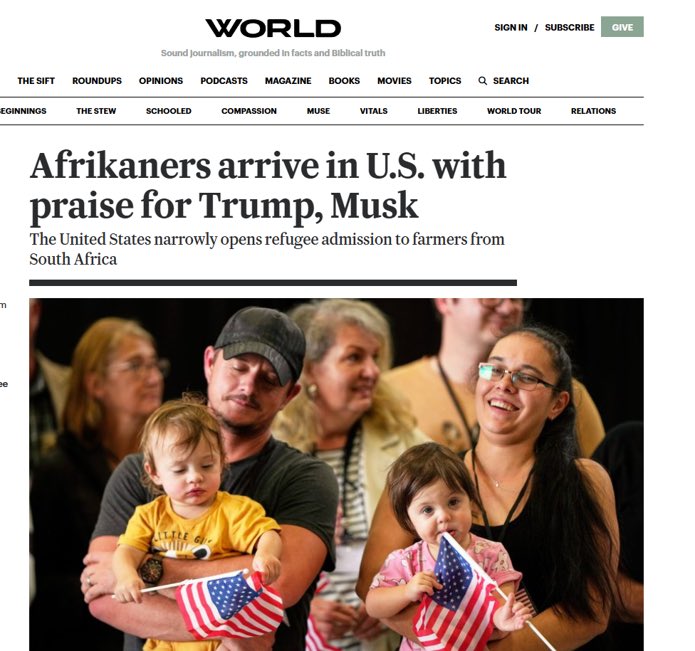 BiancavanWyk16's tweet photo. @Reuters President Trump also told the press that a South African family that actually arrived in the U.S. two weeks ago as “refugees” was wiped out. https://t.co/MQU0sSKZAs