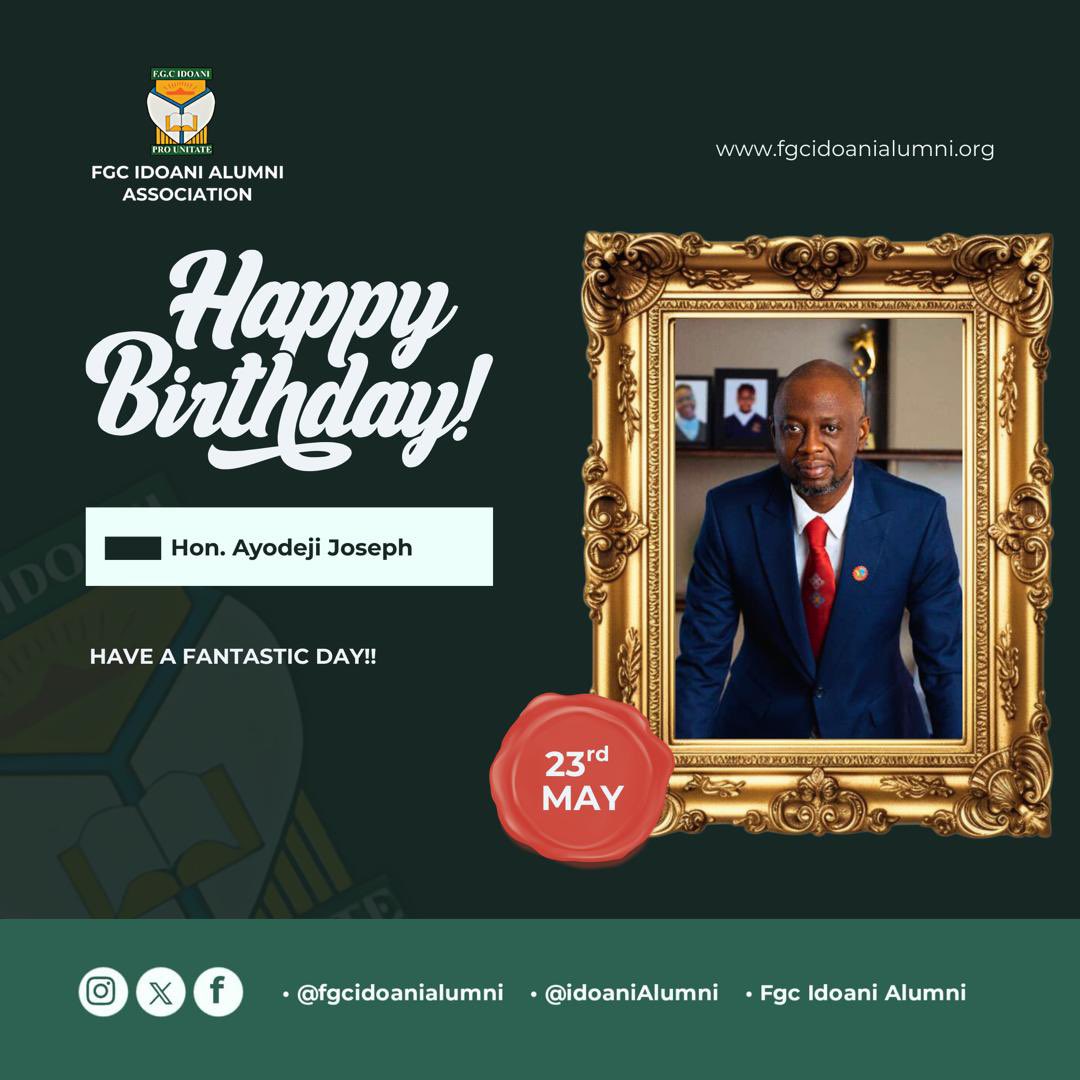 FGC IDOANI ALUMNI (@idoanialumni) on Twitter photo Happy Birthday, Hon. Ayodeji Joseph <a href="/ayodejij/">Hon. Ayodeji Joseph</a>
Wishing you continued wisdom, strength, and impactful leadership as you celebrate another year.
Your dedication to public service and development in Lagos State remains truly commendable. Happy Birthday, Hon. Ayodeji Joseph <a href="/ayodejij/">Hon. Ayodeji Joseph</a>
Wishing you continued wisdom, strength, and impactful leadership as you celebrate another year.
Your dedication to public service and development in Lagos State remains truly commendable.
