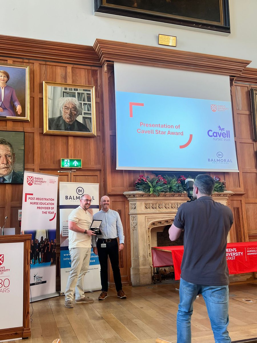 BalmoralHealth's tweet photo. A massive congratulations is due to our Managing Director Kieran on receiving a Cavell Star Award last night from Queen's University Belfast! ⭐️👏
Kieran, we are all so proud of you and this recognition is SO well deserved!👏🌟

#cavellstar #cavellstarawards https://t.co/cMbNIqGLbL