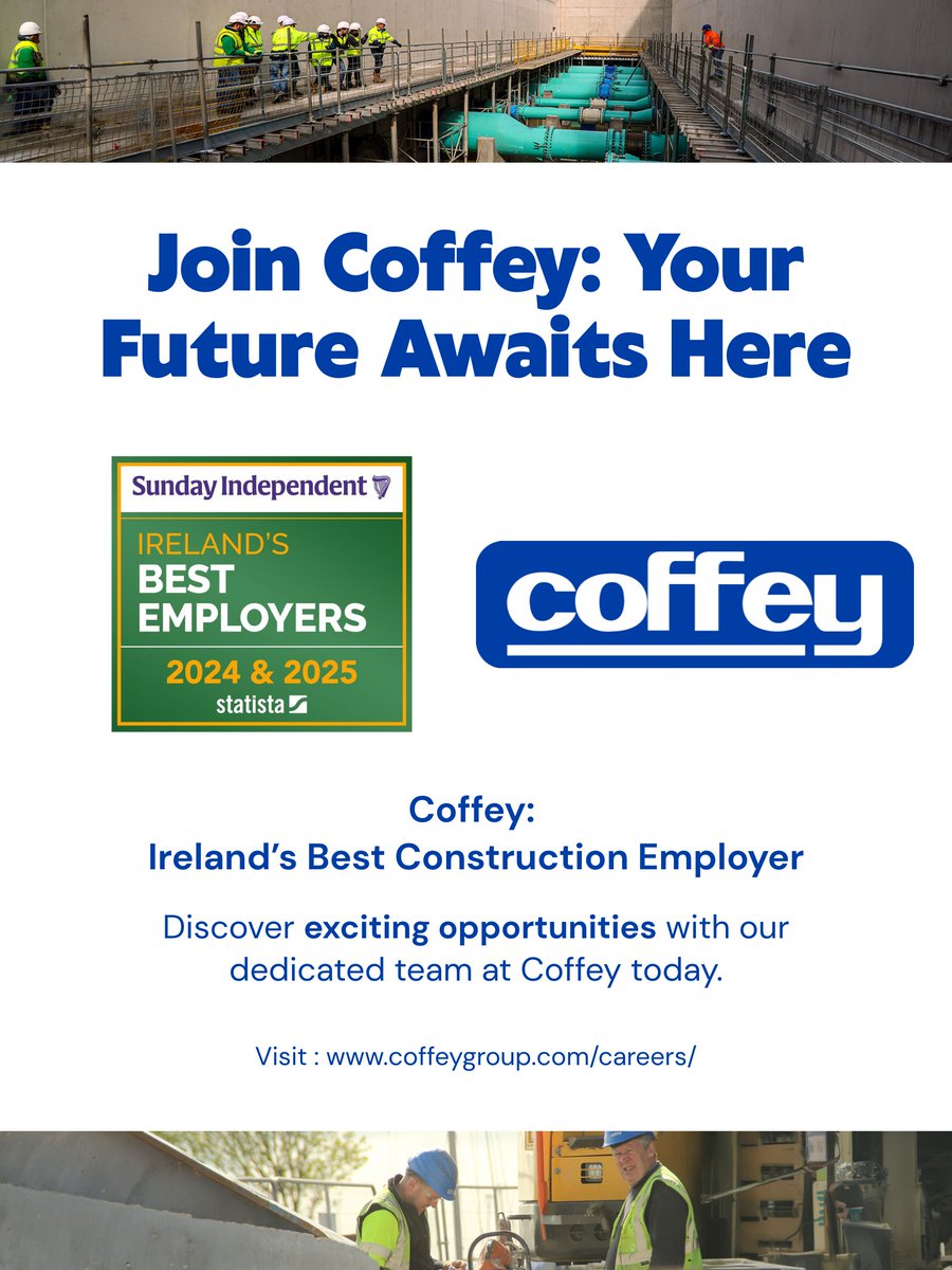 We’re Growing &amp; We’re Hiring!

Named Ireland’s top construction employer in the #BestEmployer2025 list, <a href="/CoffeyGroup/">Coffey</a> is expanding across water, energy, transport &amp; civil engineering.

Join us 👉 lnkd.in/dCT6VMib

#Coffey #JobsIreland #JobsUK