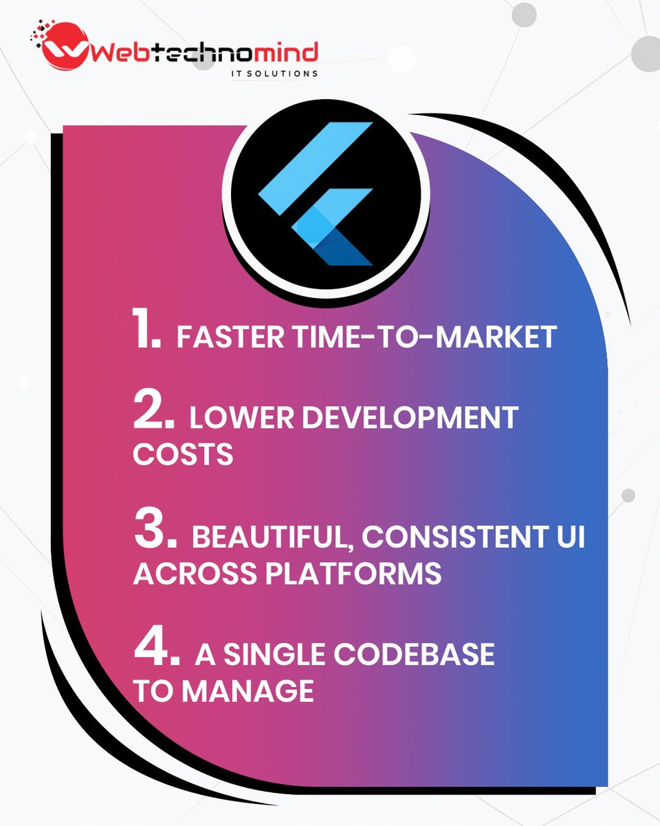webtechnomind's tweet image. Why Are Top Companies Switching to Flutter? .
.
.
.
.
#webtechnomind #amitkumar #Flutter #FlutterDev #FlutterDevelopment #MobileAppDevelopment #softwaredevelopment #CrossPlatformDevelopment #AppDevelopment #FlutterApps #MobileSolutions #TechForBusiness #linkedintips #innovation