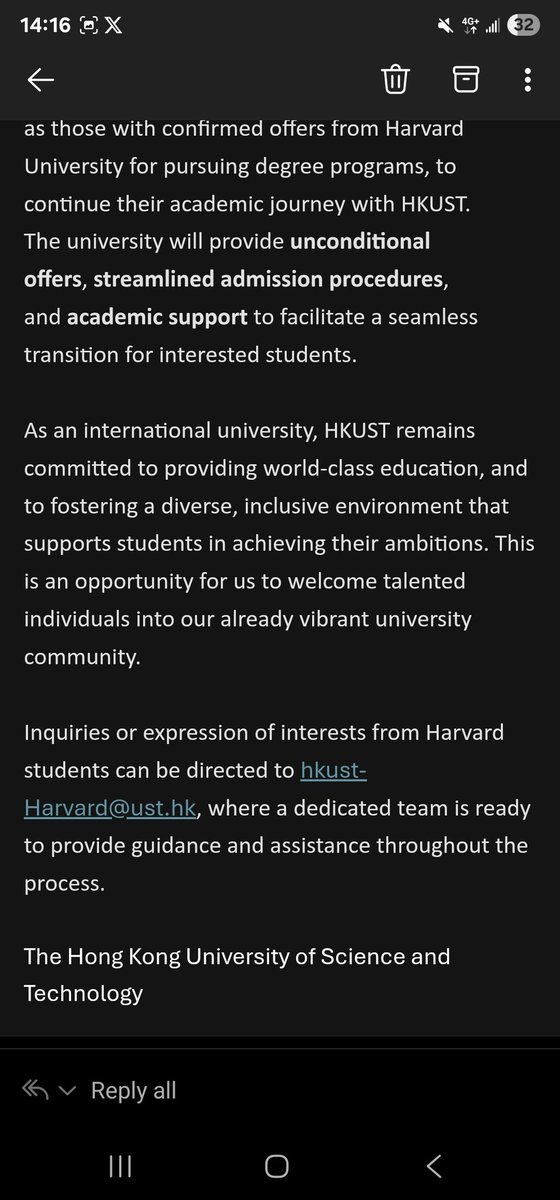 From my Provost - I guess if any international student at Harvard who wants to do Qing history with me you have an offer if you contact me