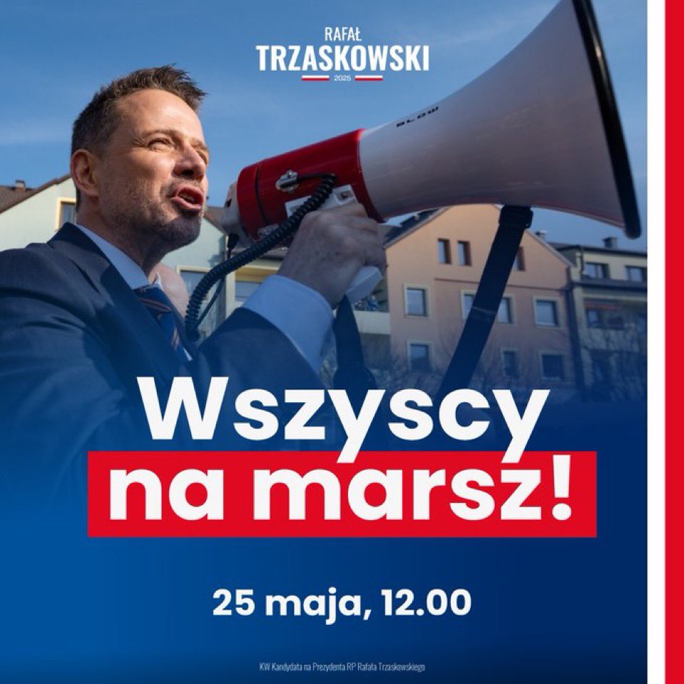W niedziele biorę udział w Wielkim Marszu Patriotów. Bo kocham Polskę, która nikogo nie wyklucza.

🇵🇱 Patriotyzm to odpowiedzialność, nie nienawiść.
🇪🇺 To wspólnota, nie podziały.

Dołączcie. Pokażmy, że jest nas wielu.
#Trzaskowski2025 #Trzaskamy 
#TrzaskowskiPrezydentemPolski