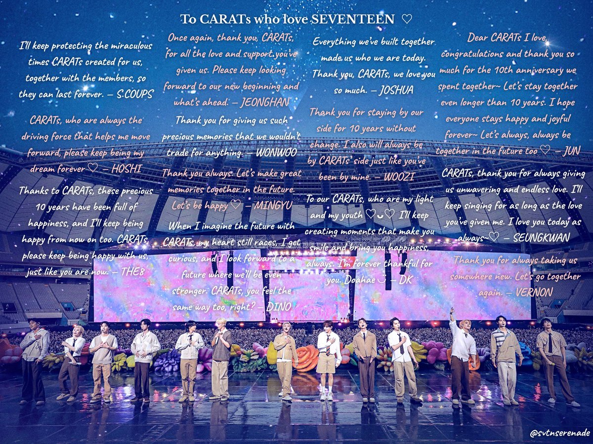 SEVENTEEN 10th Anniversary messages to CARATs 🫶🏻