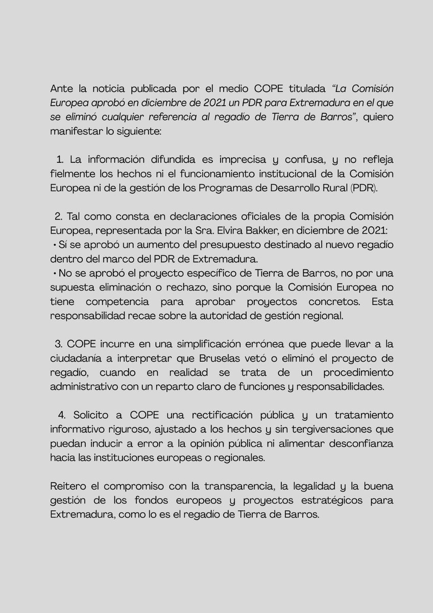 MejiasTapia's tweet photo. Comunicado ante noticia de @CopeExtremadura sobre regadío de Tierra de Barros https://t.co/pM4R0AUm0A
