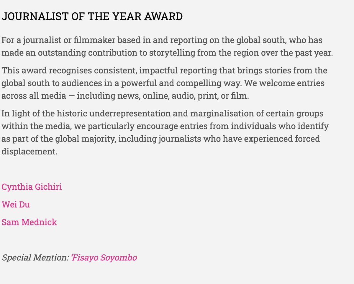 Not too disappointed to have fallen at the final hurdle of a shortlist in the Journalist of the Year category of this year’s One World Media Awards.

If you work for social impact and the public interest and you’ve had the unexpected fortune of stumbling on recognition in