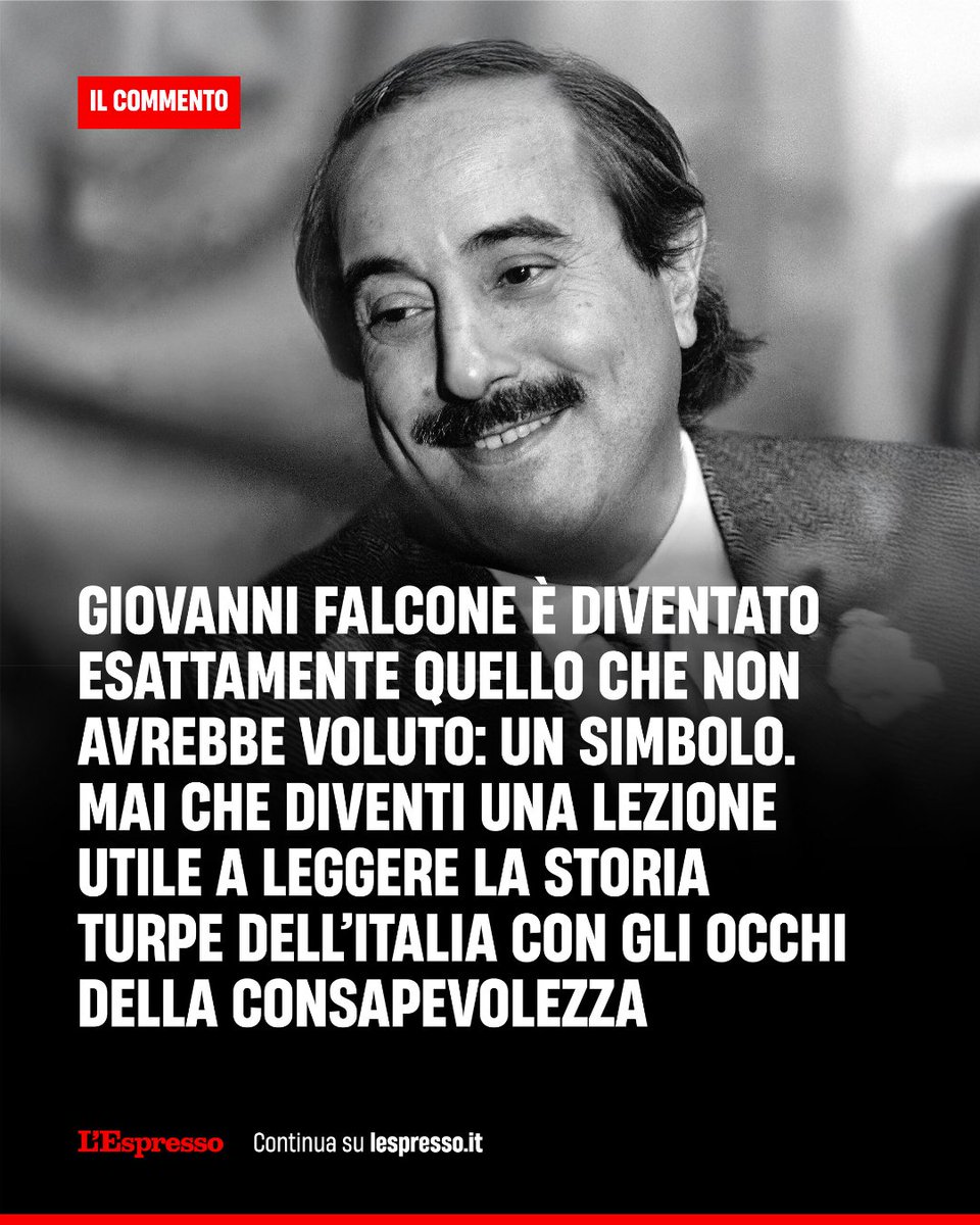 Siamo incapaci di vedere cosa la strage di Capaci e le successive hanno impedito. Cosa sarebbe stata la lotta alla mafia se tanto Falcone quanto Borsellino non solo fossero stati lasciati in vita, ma messi nelle condizioni di lavorare.

lespresso.it/c/attualita/20…