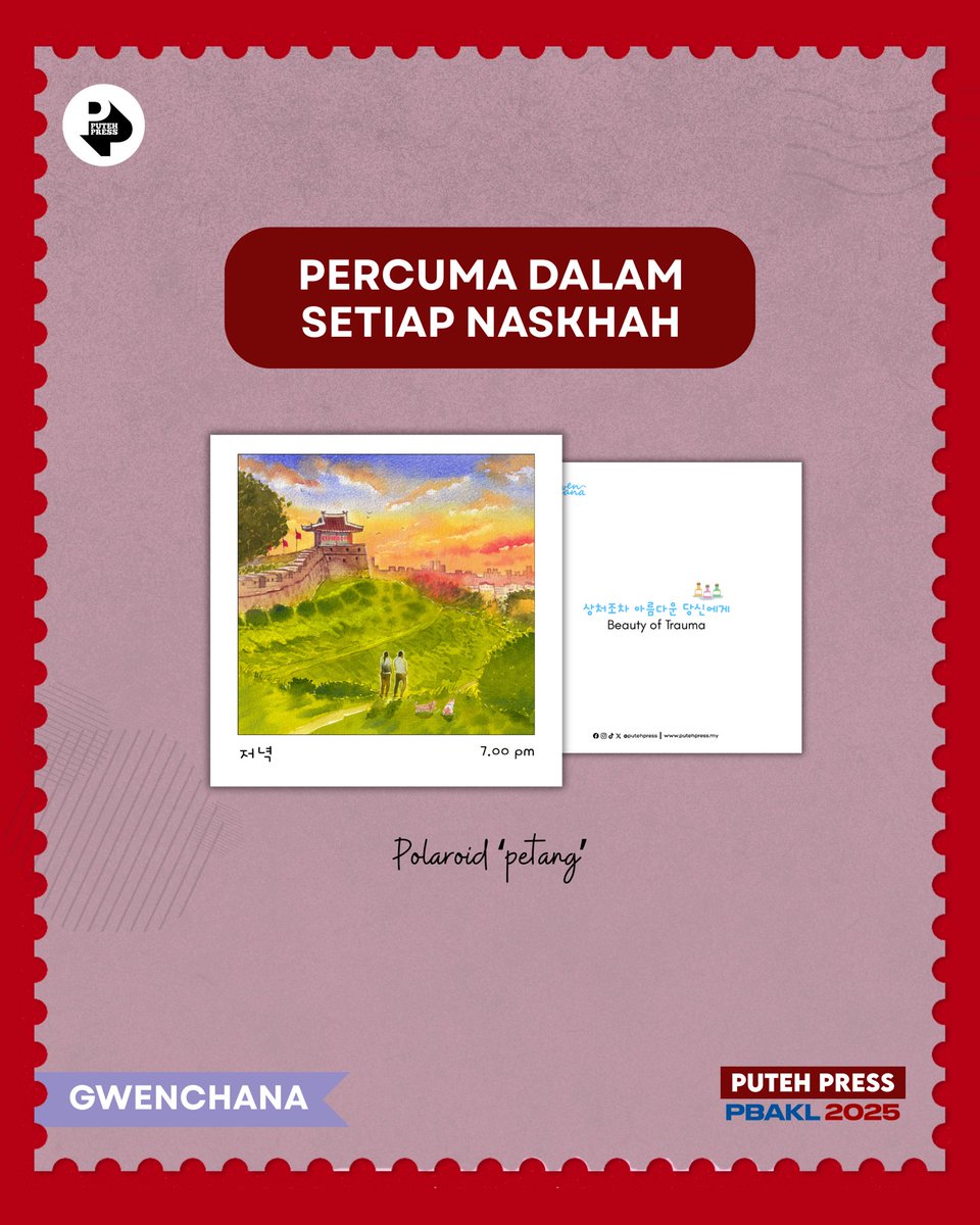 putehpress's tweet photo. 📖 Beauty of Trauma
Jung Yeoul  

TEMA : Sembuh dari luka masa lalu

Dapatkan buku ini di mana-mana reruai PTS hanya di PBAKL 2025✨

PUTEH PRESS @ PBAKL 2025
🗓️23 Mei - 1 Jun 
⏰10 pagi hingga 10 malam
📍Pavilion PTS, Dewan Tun Razak Aras 4, WTC https://t.co/E9NF1upXm7