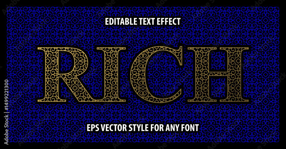 yurrey_p's tweet image. Gold editable #texteffect with ornamental #pattern on blue background. #Opticalillusion and luxury style. #StockVector | #AdobeStock stock.adobe.com/stock-photo/id…