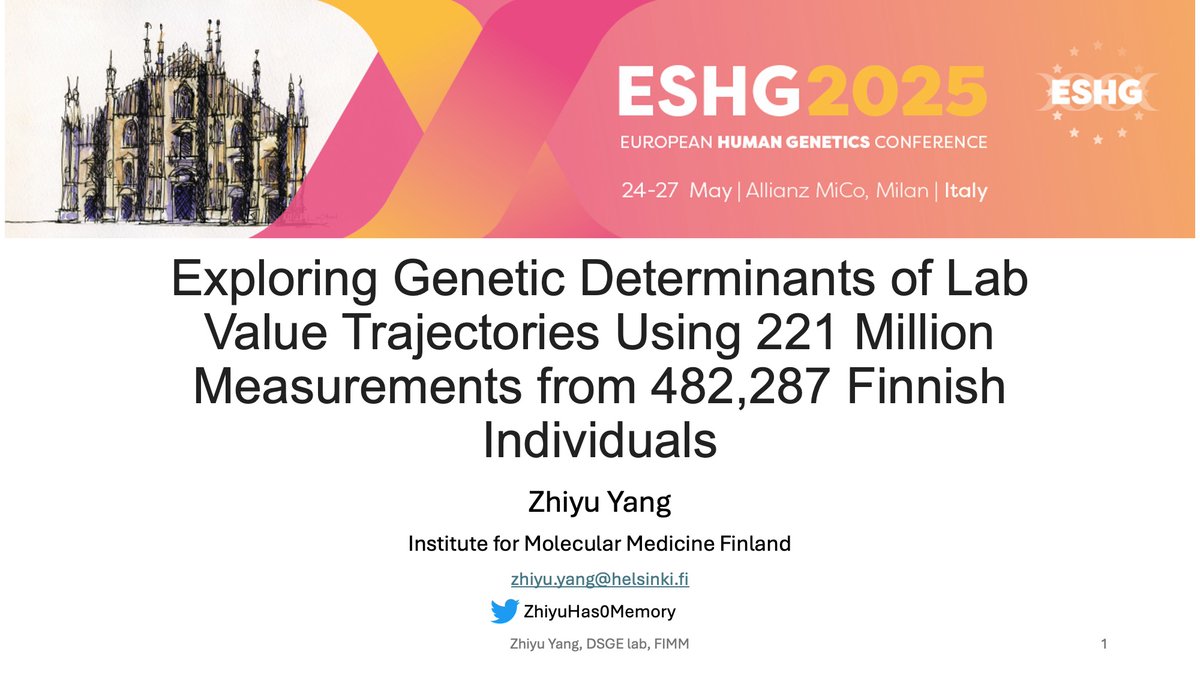 We are presenting tomorrow in Milan at #ESHG #ESHG2025 session C02 GWAS: Bigger, faster, stronger (10:30 am Auditorium) 💁‍♀️ Come and catch me if you can 🤫