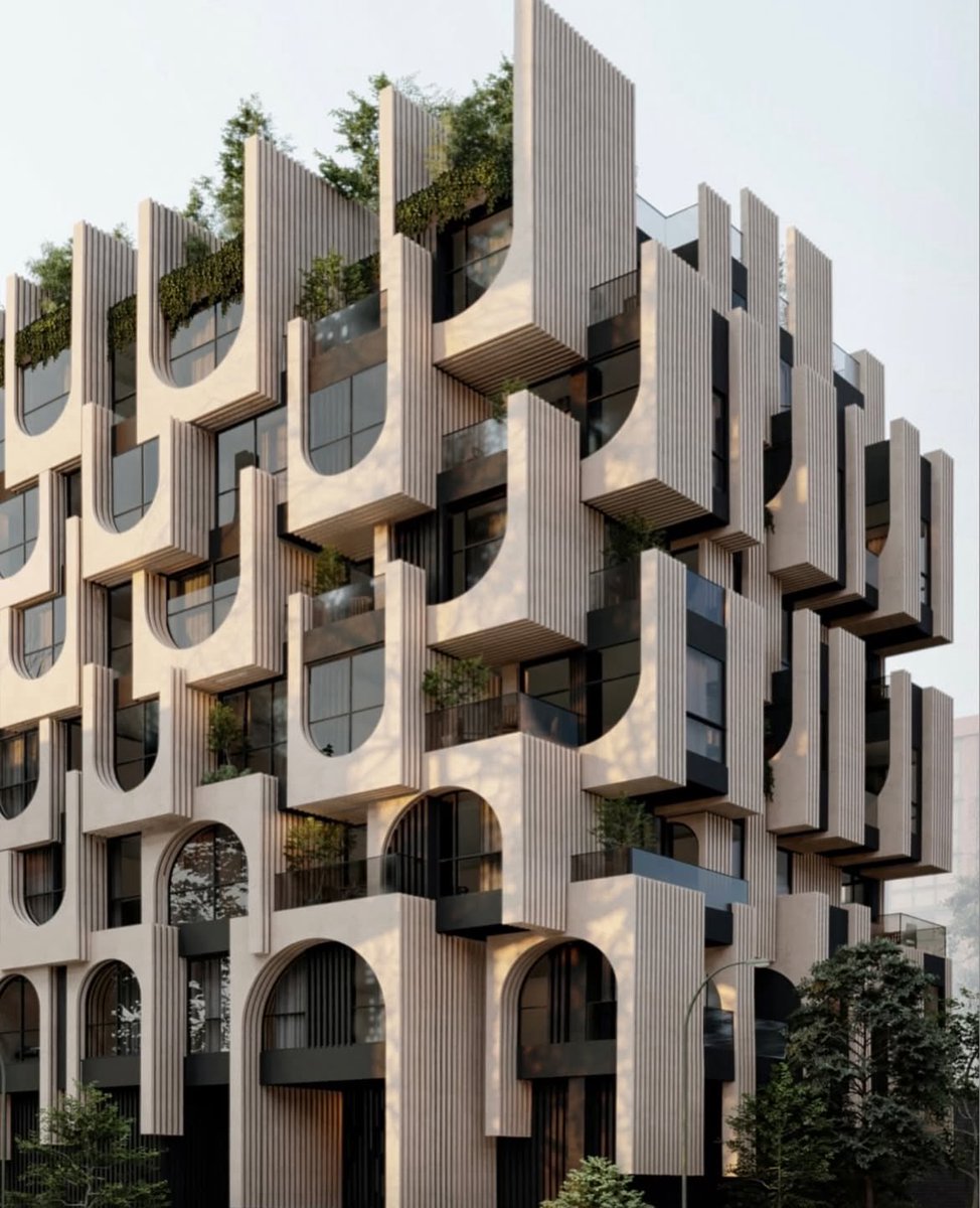 SustainableTall's tweet photo. The detailing of Farshad Mehdizadeh’s Goldstan Residence building in Iran is looking sharp

Left is a construction photo, right is how the whole apartment building will look https://t.co/PLQcfV9rTQ