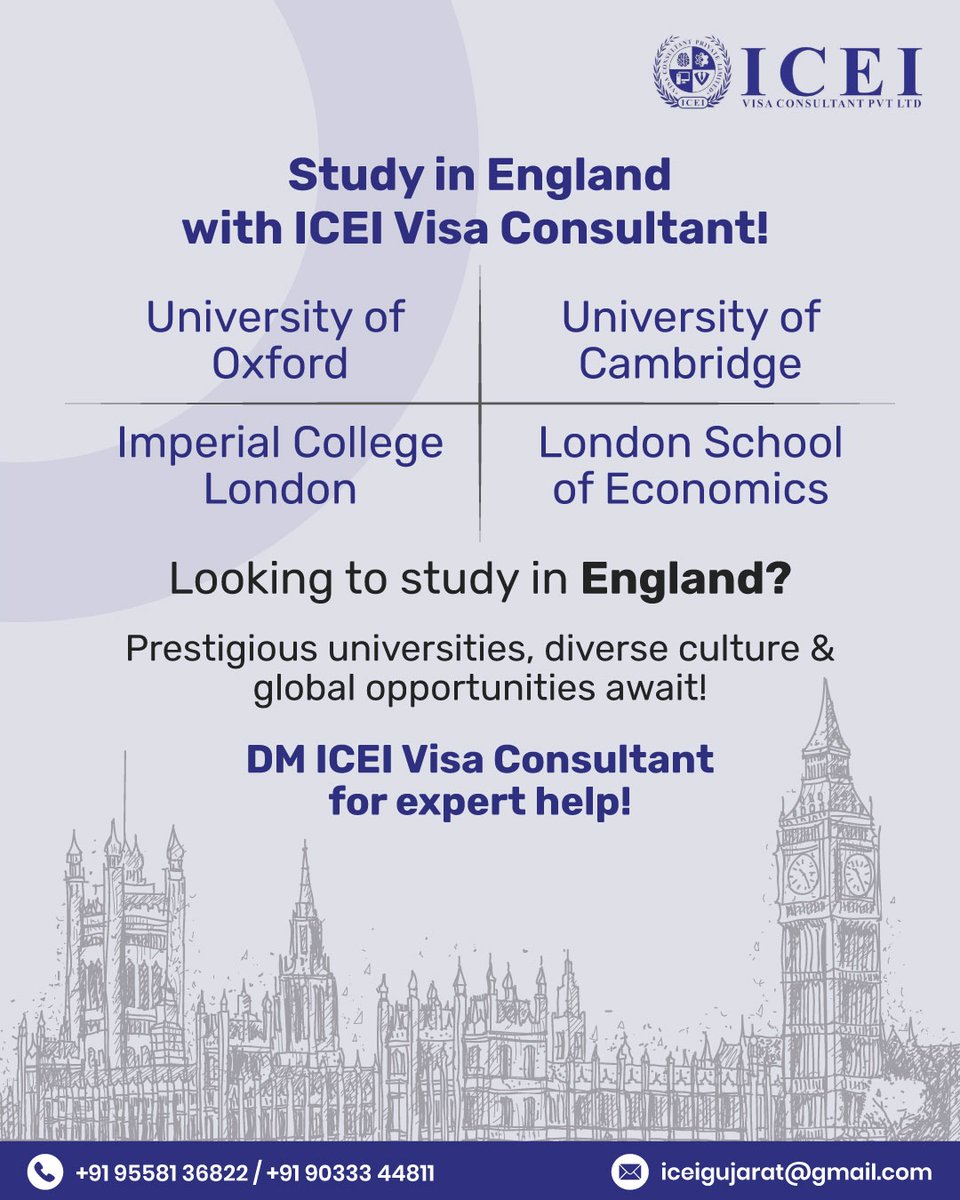 iceiabroadstudy's tweet photo. Study in England with ICEI Visa Consultant!
Looking to study in England? Prestigious universities, diverse culture & global opportunities await!
DM us for consultation!
https://t.co/1TbWhXEMLL
#iceivisaconsultant #StudyInUK #UKStudentVisa #StudyAbroad #StudyInEngland https://t.co/dVCy1ZkFrI