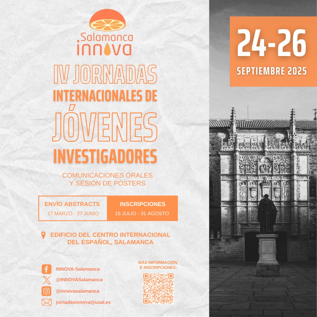 EnfiNet Biblioteca Enfermería y Fisioterapia Usal (@enfinet) on Twitter photo La Asociación <a href="/INNOVASalamanca/">INNOVA Salamanca - FJI-Precarios</a> organiza las IV Jornadas Internacionales de Jóvenes Investigadores, que se celebrarán presencialmente en Salamanca del 24 al 26 de septiembre de 2025.
…ermeriayfisioterapiausal.blogspot.com/2025/05/iv-jor… La Asociación <a href="/INNOVASalamanca/">INNOVA Salamanca - FJI-Precarios</a> organiza las IV Jornadas Internacionales de Jóvenes Investigadores, que se celebrarán presencialmente en Salamanca del 24 al 26 de septiembre de 2025.
…ermeriayfisioterapiausal.blogspot.com/2025/05/iv-jor…