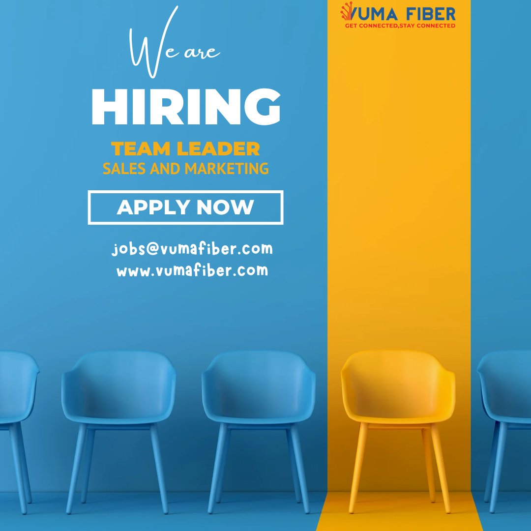 VumaFiberKe's tweet photo. We're Hiring! Vuma Fiber is looking for a dynamic Sales &amp; Marketing Team Leader to drive growth and innovation. Ready to lead the future of connectivity? Apply today!
#hiring #vumafiberke https://t.co/FDURD0VCUg