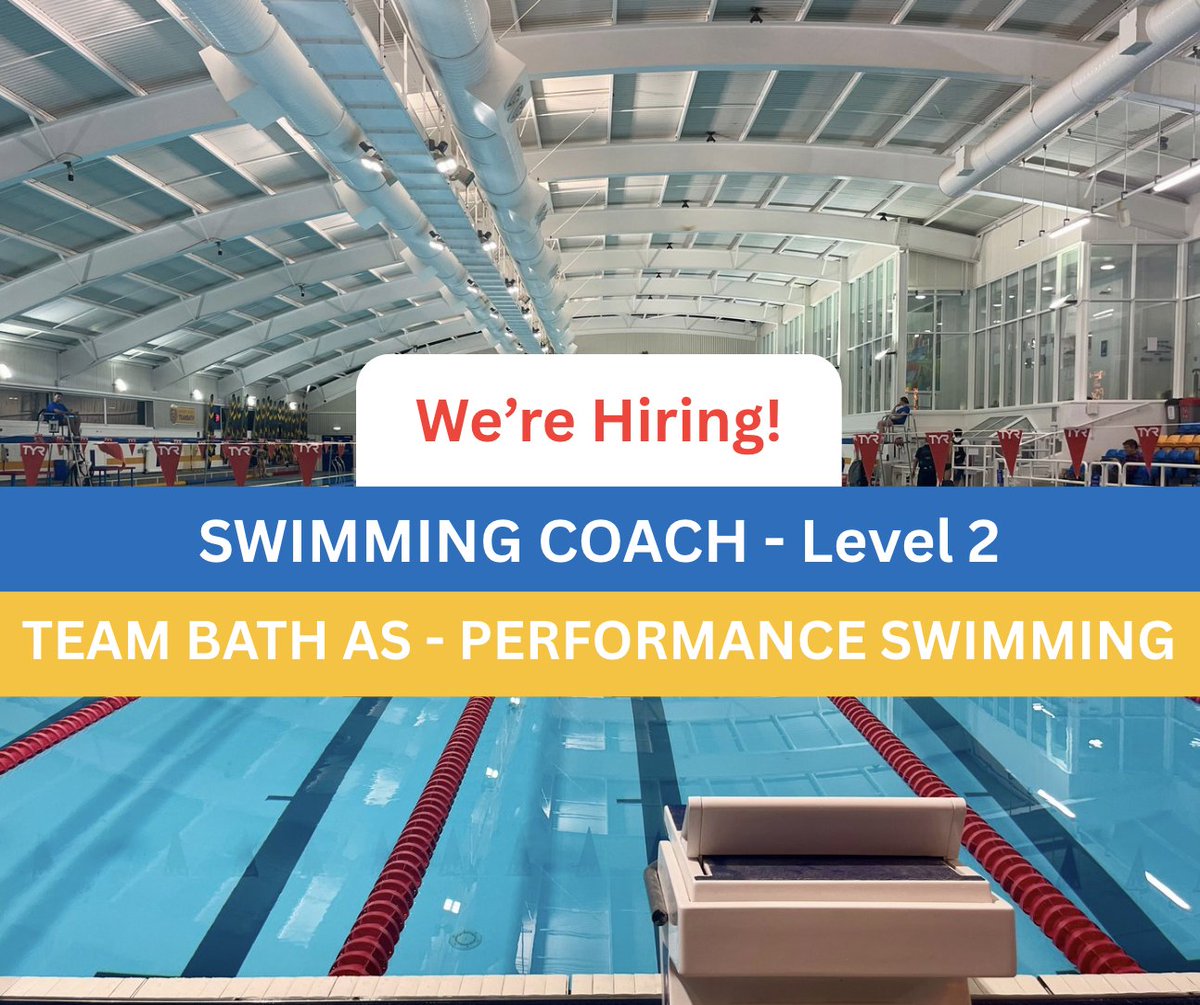 💼We're hiring! 

Team Bath AS is seeking a part-time Swimming Coach to support our competitive squads at the University of Bath✨

Start ASAP🚀

🎓Level 2+ qualified
📅Apply by 13 June 2025
Job info 👉 bit.ly/4jiO08C 

#BlueAndGoldArmy🔷🔶 #UniversityOfBath