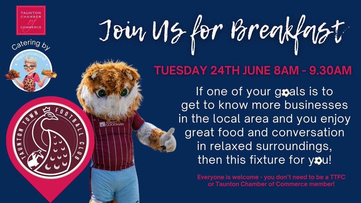 ⚽️🥐🥞ONLY A MONTH AWAY!! If one of your goals is to get to know more businesses in the local area and you enjoy great food and conversation in relaxed surroundings, then this fixture for you!🥞🥐⚽️ BOOK HERE = eventbrite.co.uk/e/breakfast-ne…