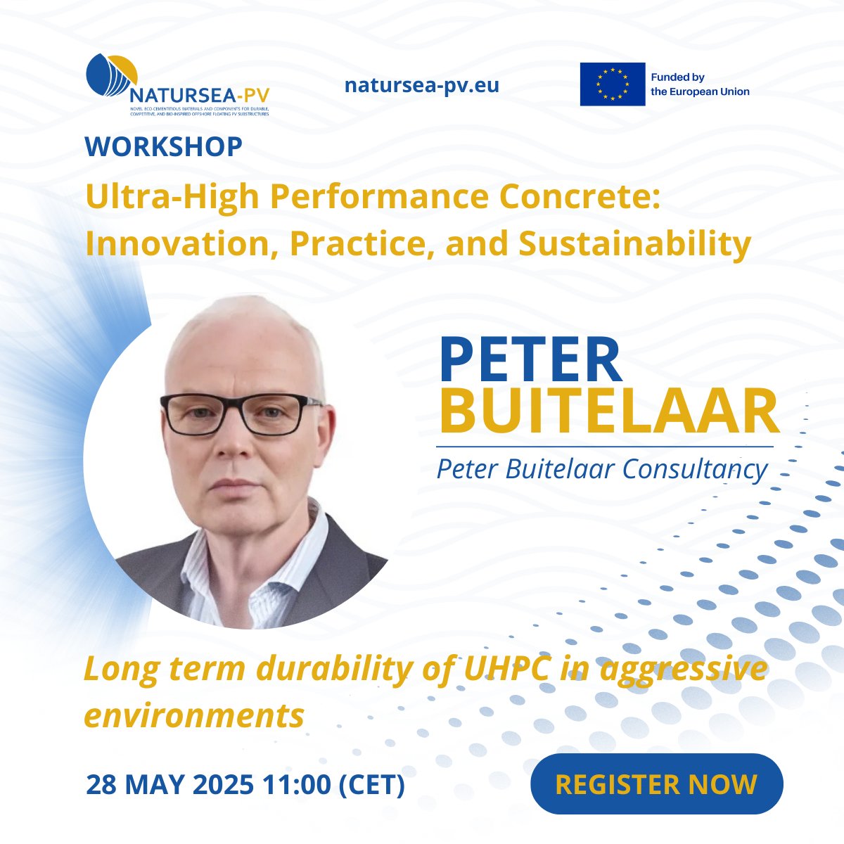 🎤 Meet Peter Buitelaar, with 40 yrs of UHPC experience in civil, offshore &amp; wear protection!
At the #NATURSEAPV Workshop (May 28), he’ll speak on: “Long-Term Durability of UHPC in Aggressive Environments” 🌊
🔗 Register: natursea-pv.eu/natursea-pv-1s…
#UHPC #Concrete #Workshop