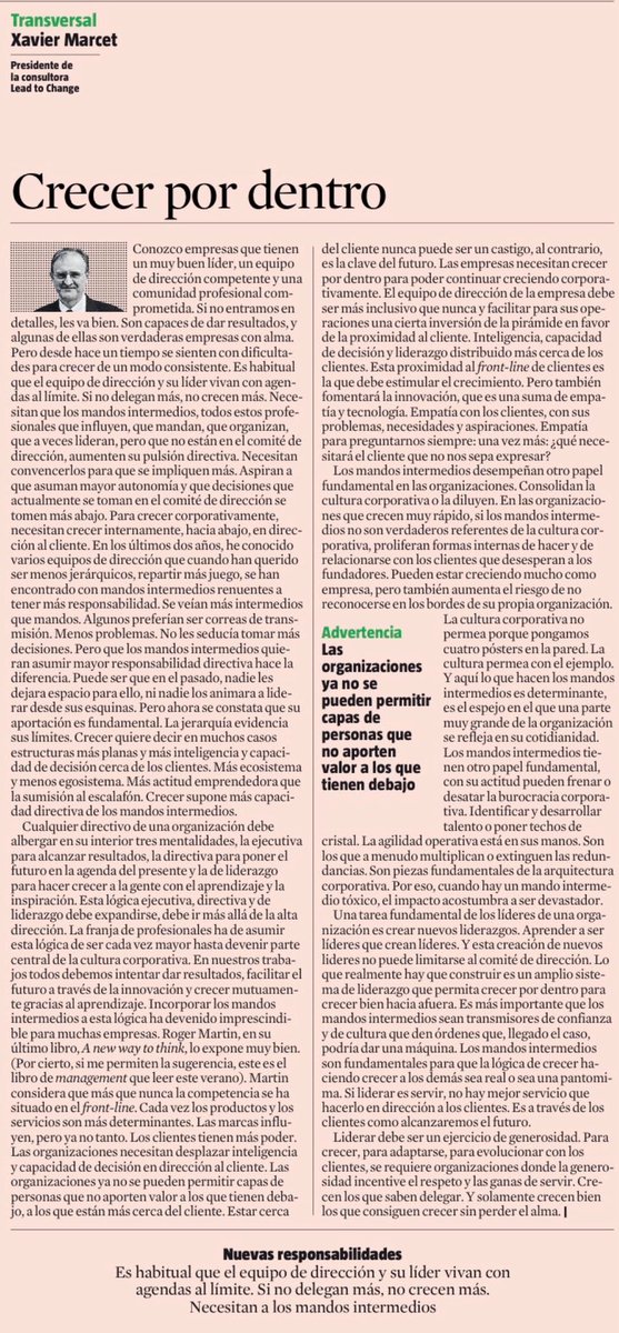 InDubio Online (@indubionline) on Twitter photo “Cualquier directivo de una organización debe albergar en su interior 3 mentalidades, la ejecutiva para alcanzar resultados, la directiva para poner el futuro en la agenda del presente y la de liderazgo para hacer crecer a la gente con aprendizaje e inspiración.” <a href="/XavierMarcet/">Xavier Marcet</a> “Cualquier directivo de una organización debe albergar en su interior 3 mentalidades, la ejecutiva para alcanzar resultados, la directiva para poner el futuro en la agenda del presente y la de liderazgo para hacer crecer a la gente con aprendizaje e inspiración.” <a href="/XavierMarcet/">Xavier Marcet</a>