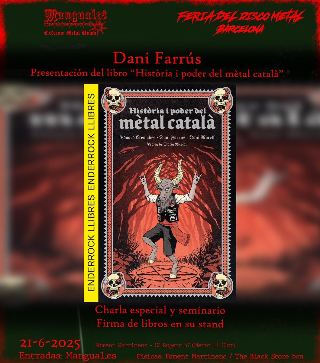 REDIMONI estarem a la propera Fira del Disc de Metal a BCN el 21 de Juny.  -Ens podeu comprar les entrades i us fem una bona oferta -Tocarem celebrant el 20è aniversari del nostre disc debut -A la nostra paradeta estarà disponible el llibre del Mètal Català .
Anirem imformant!