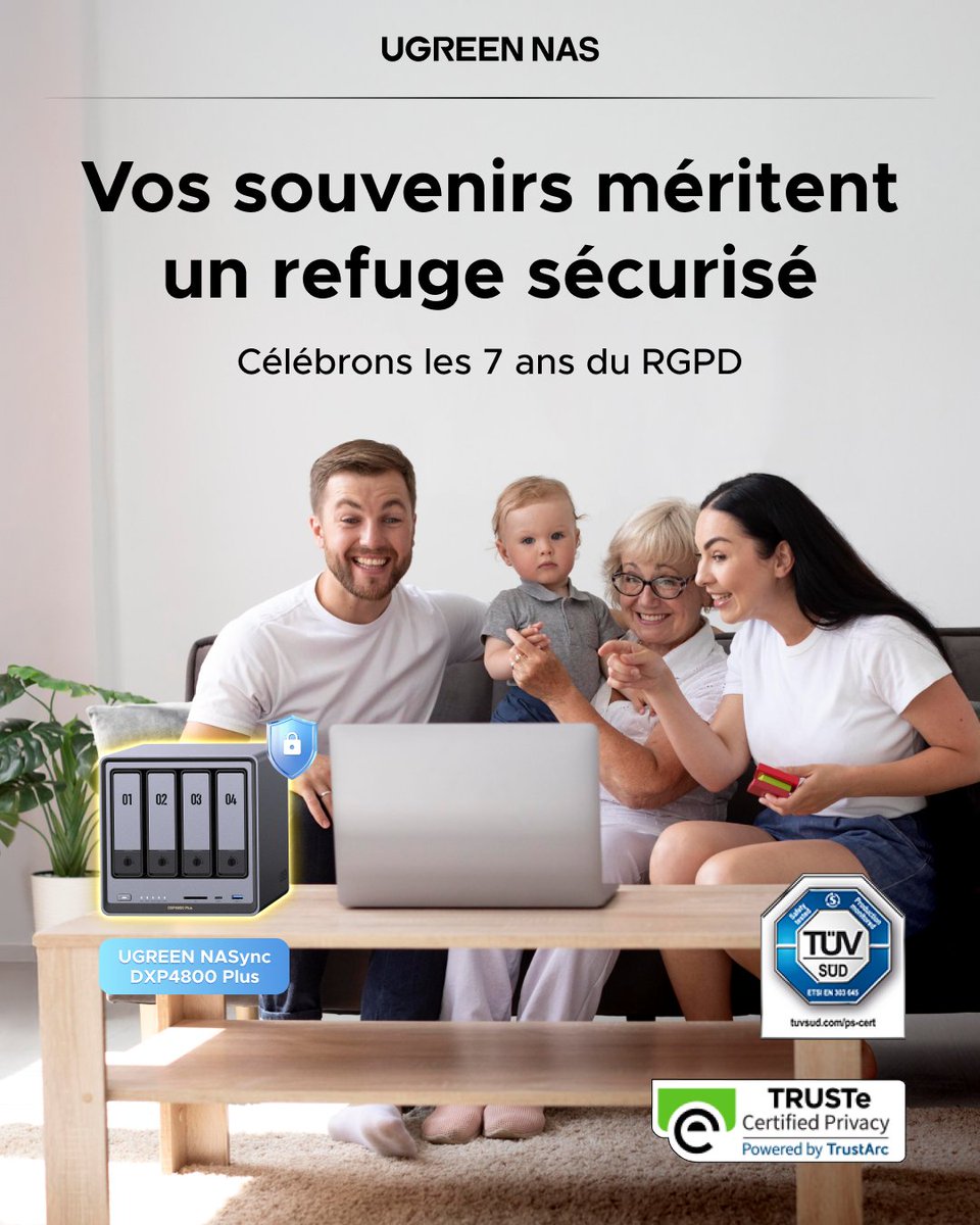 Vos souvenirs méritent un stockage sécurisé 🔒

Pour en savoir plus 👉 bit.ly/43Bgvtf

Alors que nous célébrons les 7 ans du RGPD, c’est le moment idéal pour rappeler ce que signifie vraiment la protection des données.

Le UGREEN NAS  n’est pas seulement conçu pour une
