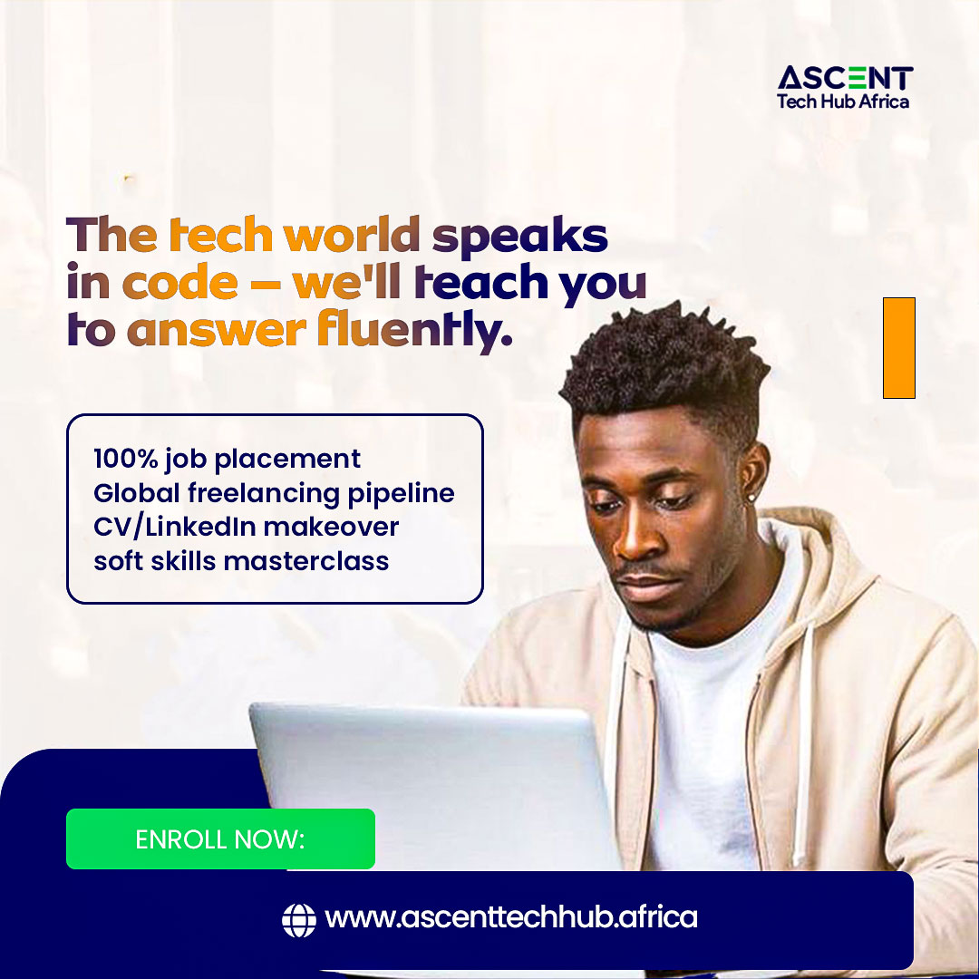 AscentTechHub's tweet image. Beautiful websites don’t just happen they’re coded.
Learn HTML, CSS, & ReactJS with us.
• 100% Job Placement
• Global Freelancing
• CV/LinkedIn
Start building what the world clicks on.
ascenttechhub.africa/courses/fronte…
#AscentTechHub #TechAfrica #DesignWithCode