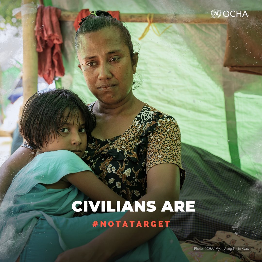 OCHAAsiaPac's tweet photo. In Myanmar, civilians continue to bear the brunt of conflict, disaster, and displacement.
This #PoCWeek2025 is a stark reminder that all people affected by Myanmar’s compounded crisis must be protected wherever they are.
Because #ProtectionOfCivilians is NOT optional. https://t.co/knmuADBz8j